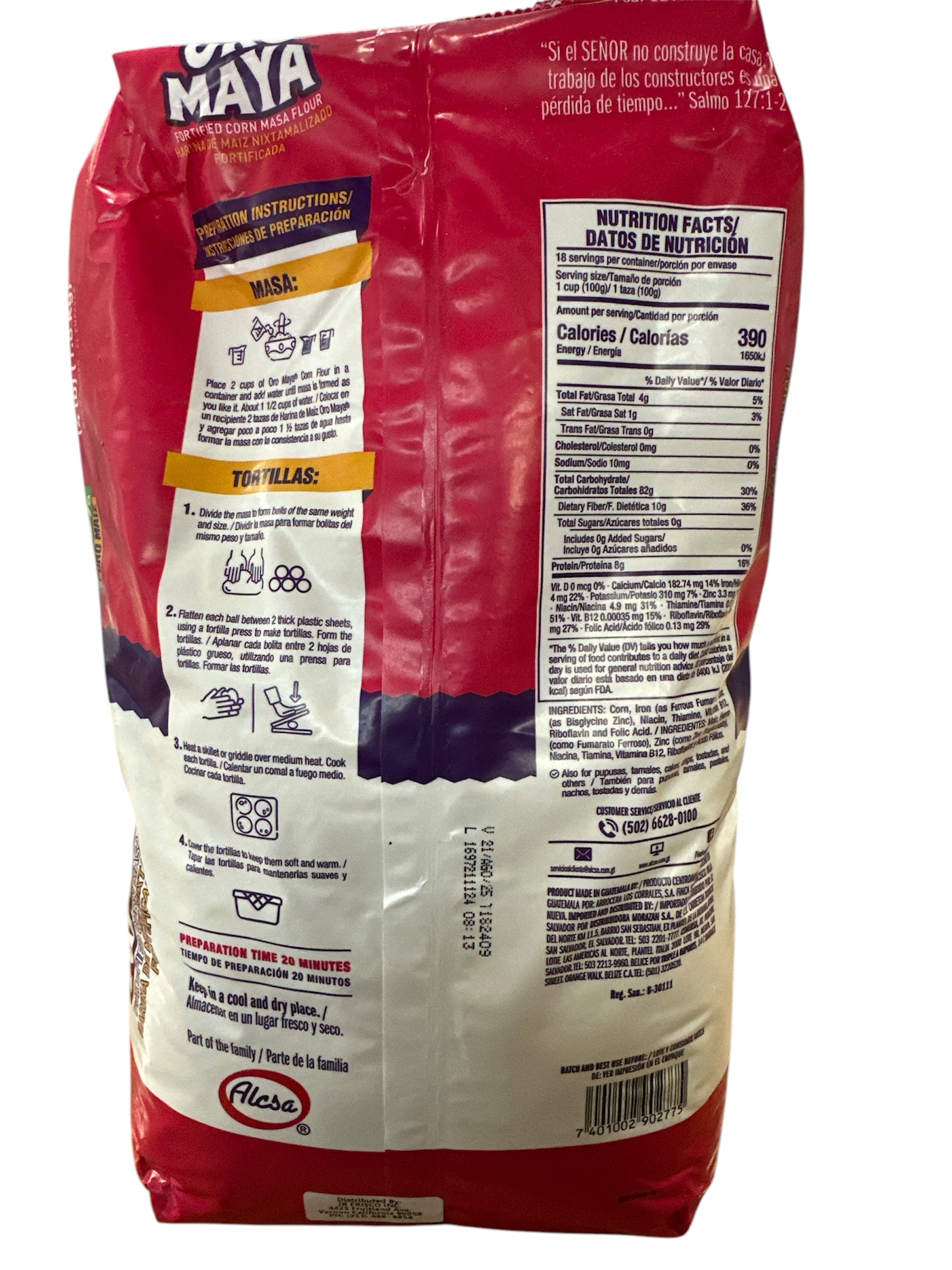 Harina de maíz nixtamalizado Oro Maya 4L 