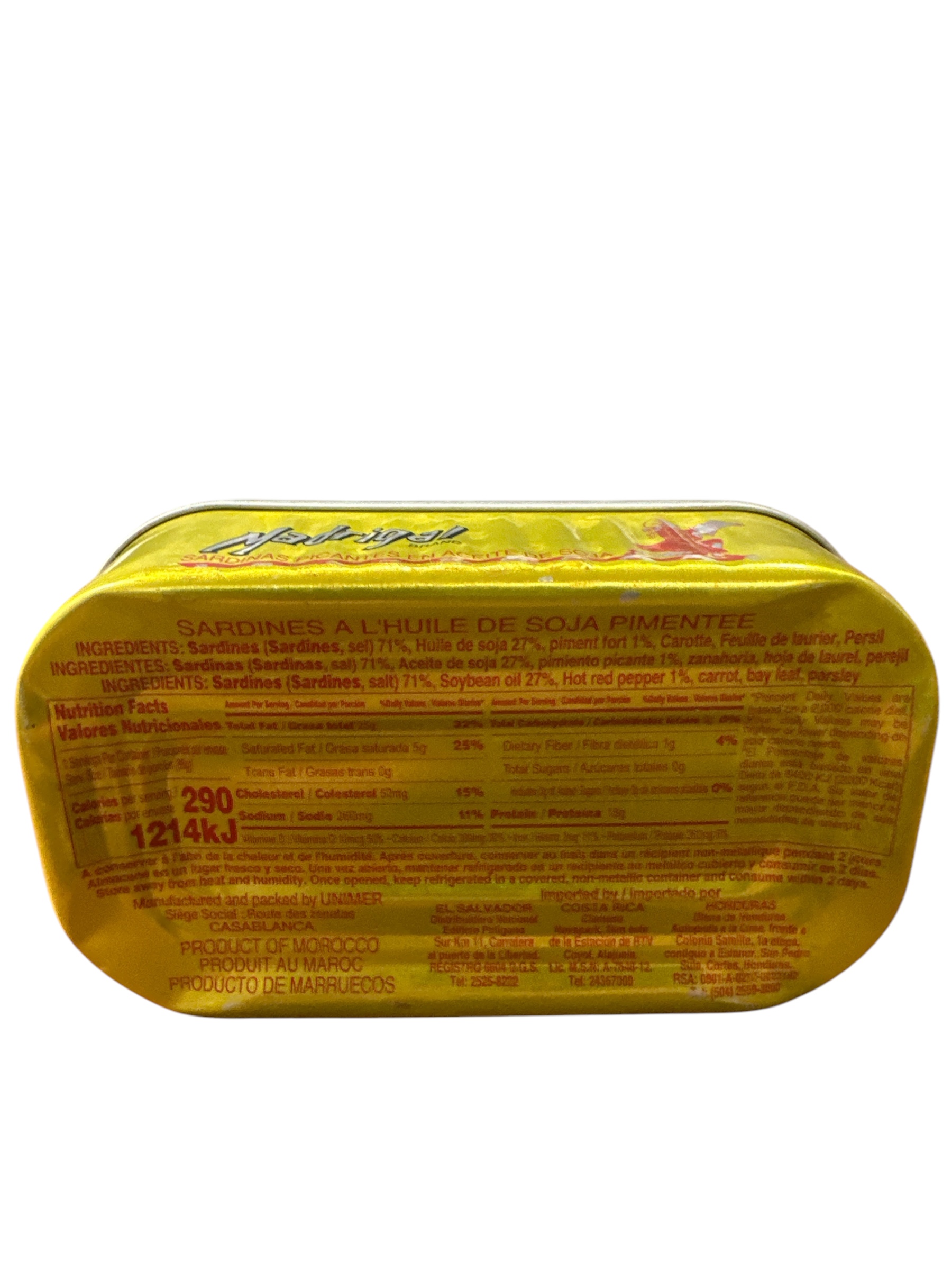 Sardinas picantes en aceite de soja 125g