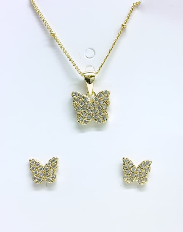 Conjunto de joyas mariposa dorada
