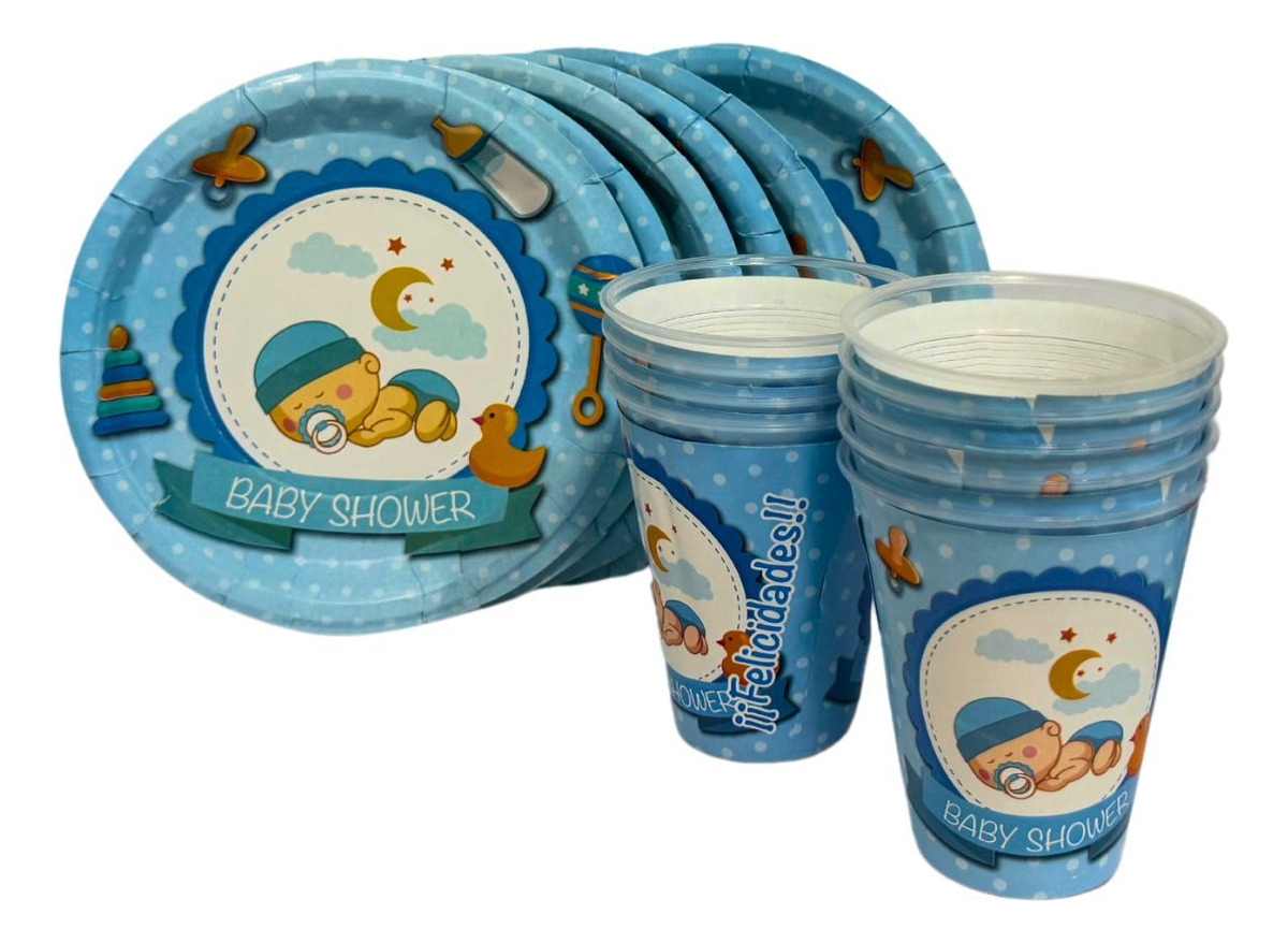 Platos, vasos fiesta 10 invitados   BABY SHOWER NIÑO