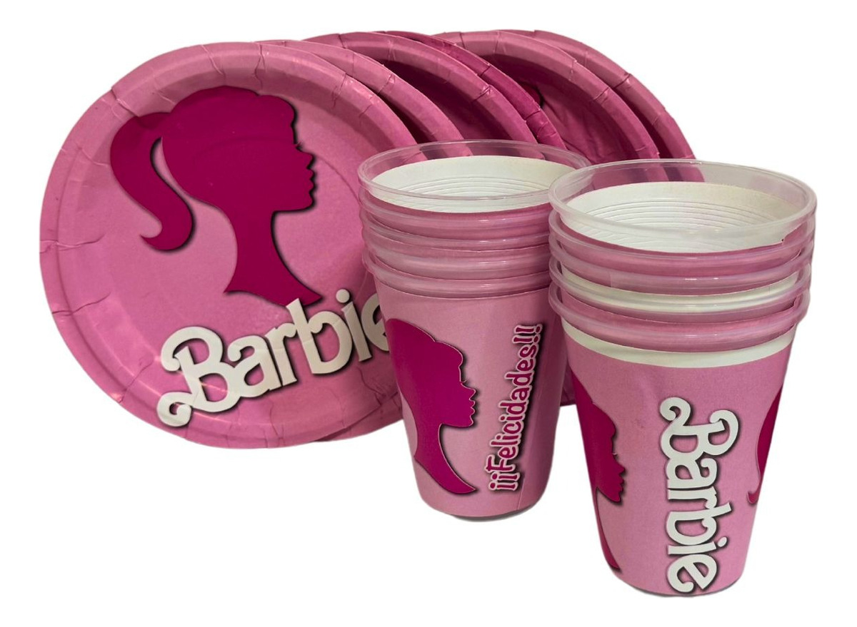Platos, vasos fiesta 10 invitados   BARBIE 2