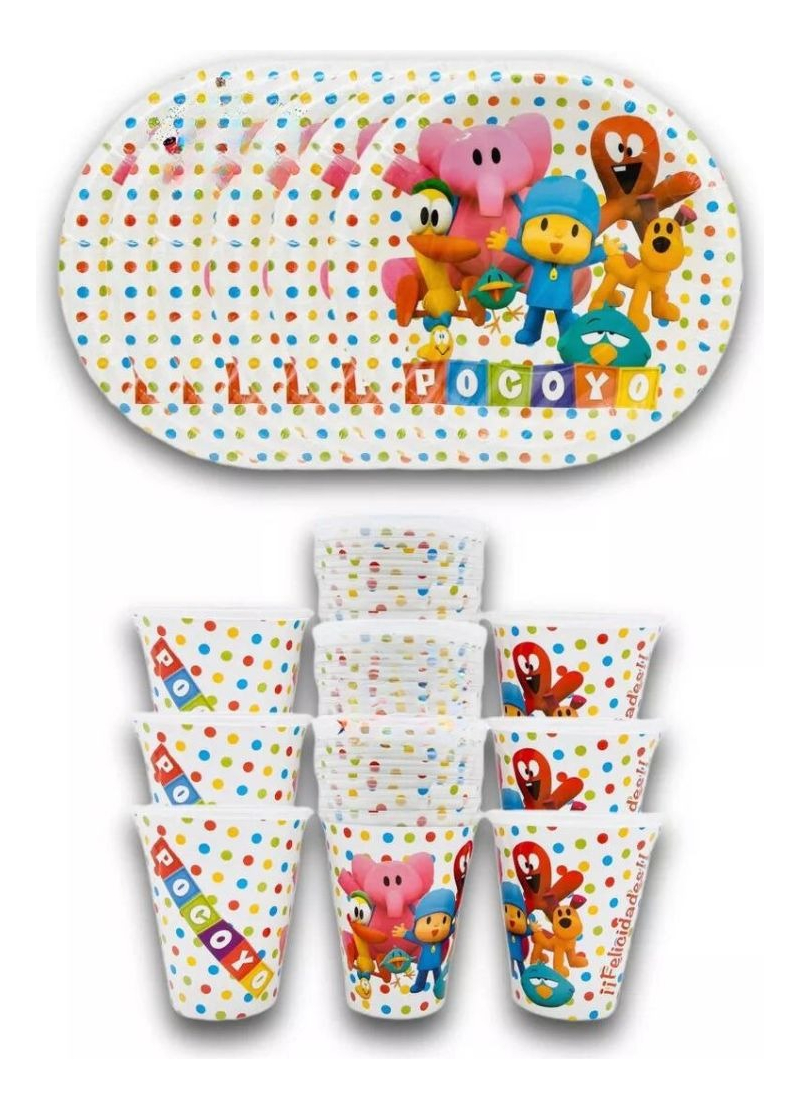 Platos, vasos 10 invitados POCOYO