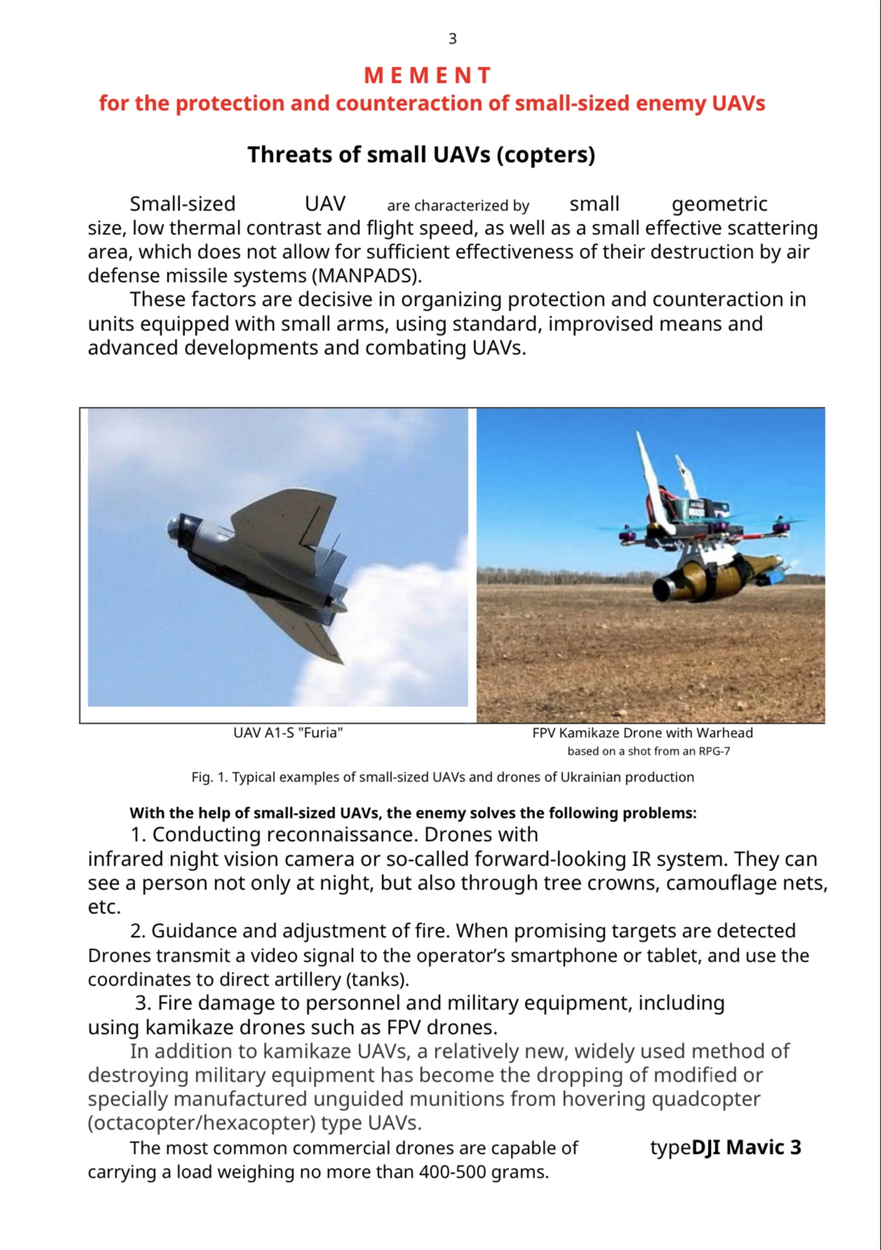 Protection & Counteraction to enemy UAV's - Russia 2023