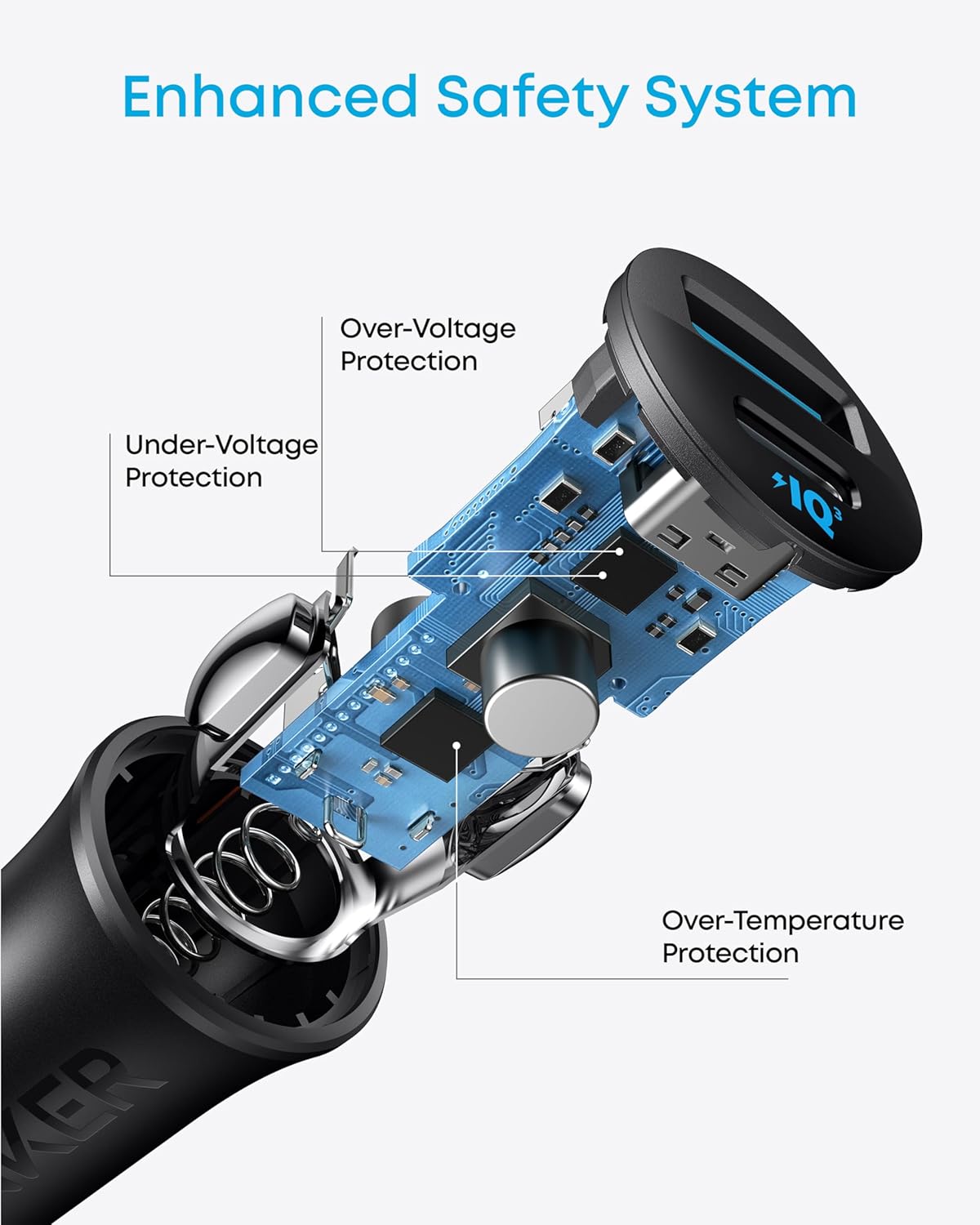 Anker USB-C Car charger - Power Delivery & QC3 - 38W - 1 USB-C & 1 USB-A