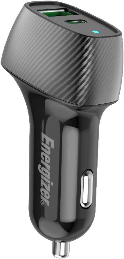 ENERGIZER - Car charger - Power Delivery  38 W - 1 USB-C Port & 1 USB-A Port - Cigarette Lighter Charger - Carbon Design - Black D38