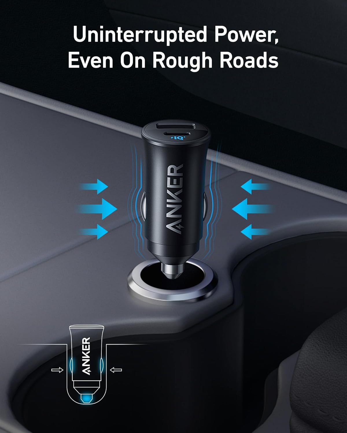 Anker USB-C Car charger - Power Delivery & QC3 - 38W - 1 USB-C & 1 USB-A