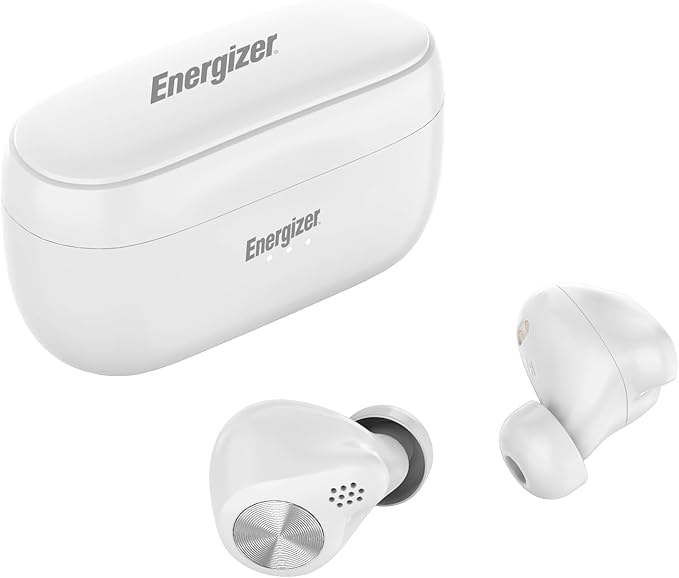 Energizer TWS Bluetooth 5.2 Earphones Wireless Earbuds Stereo Bass 5H Playing Time USB-C Charging White
