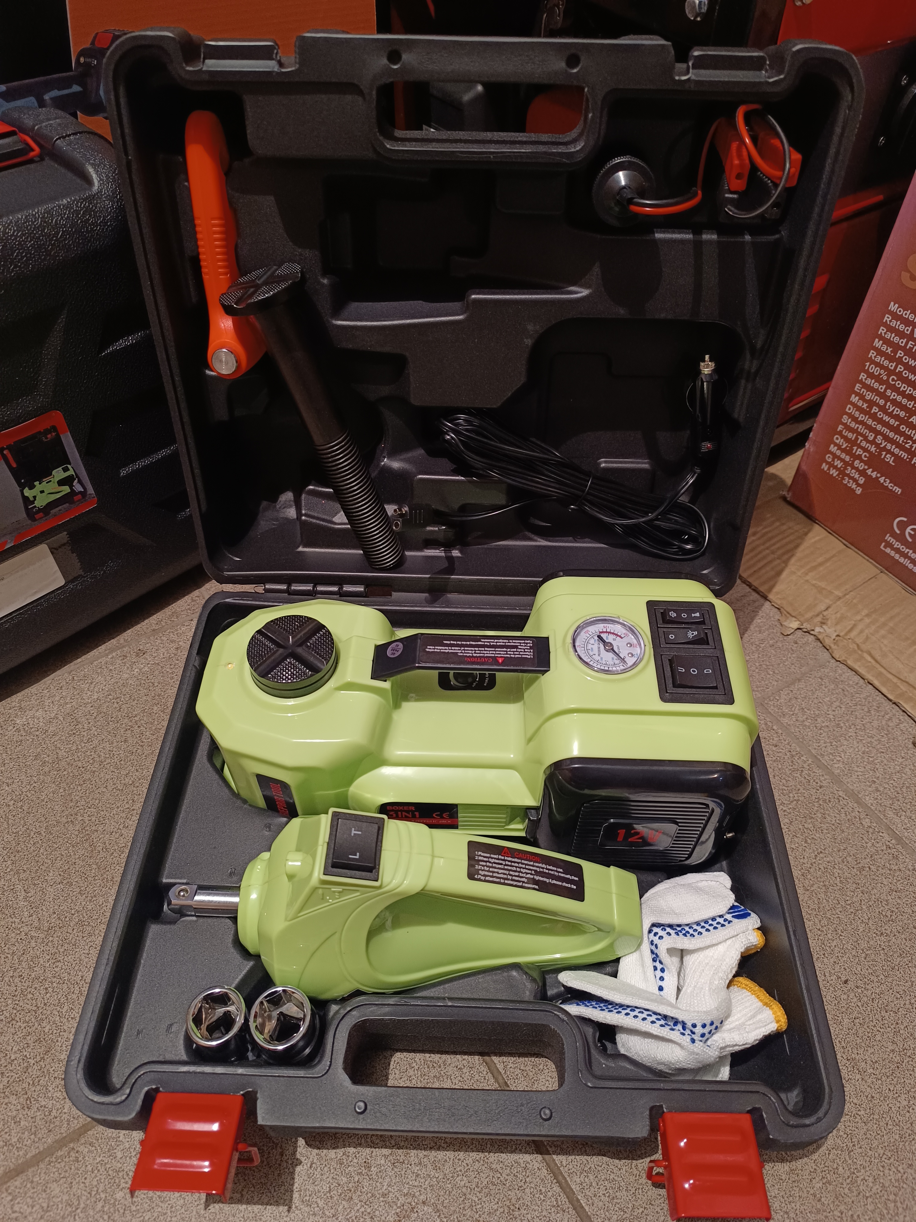 Elektrinis 12V hidraulinis domkratas 5Ton. 3in1