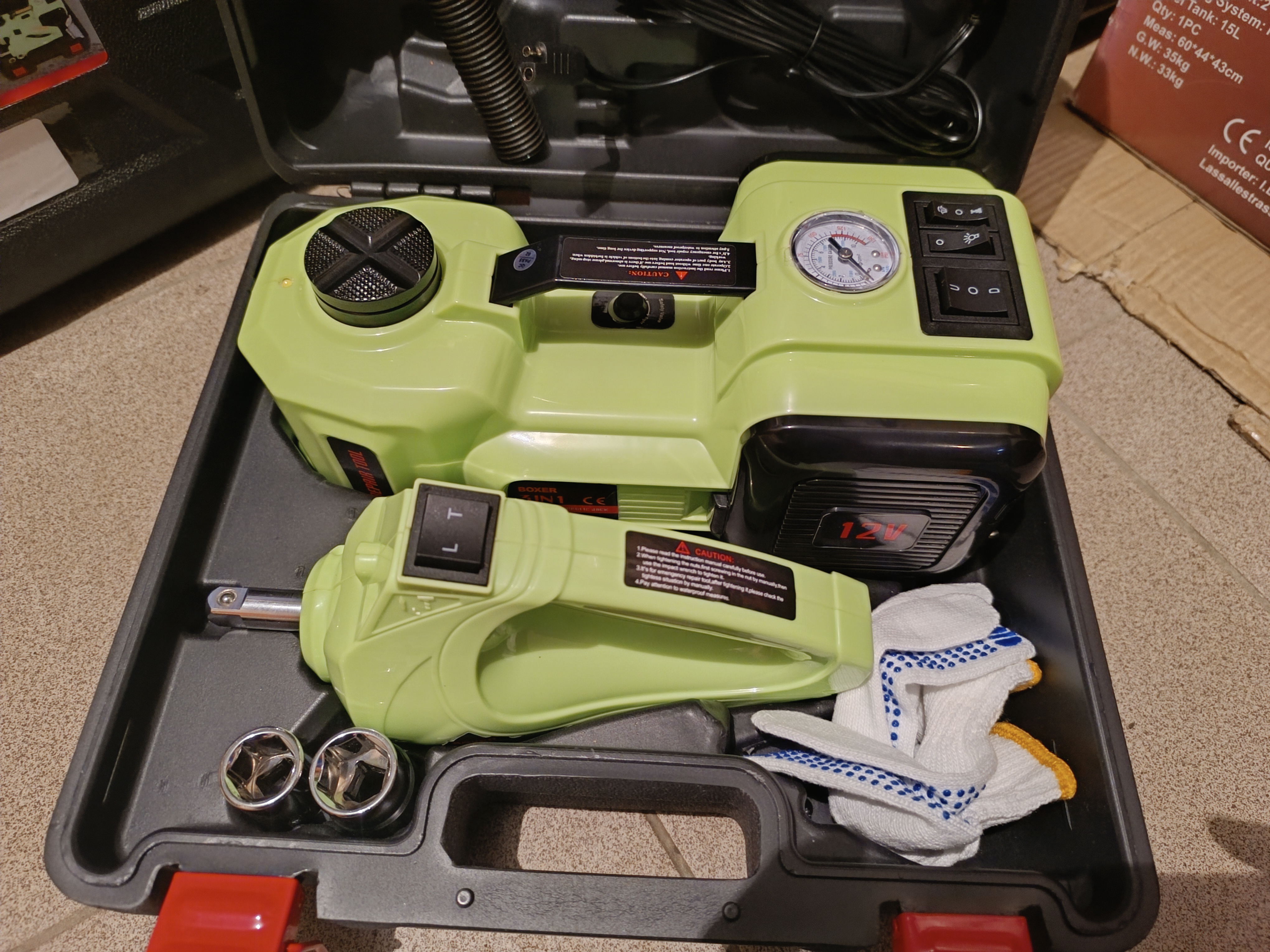 Elektrinis 12V hidraulinis domkratas 5Ton. 3in1