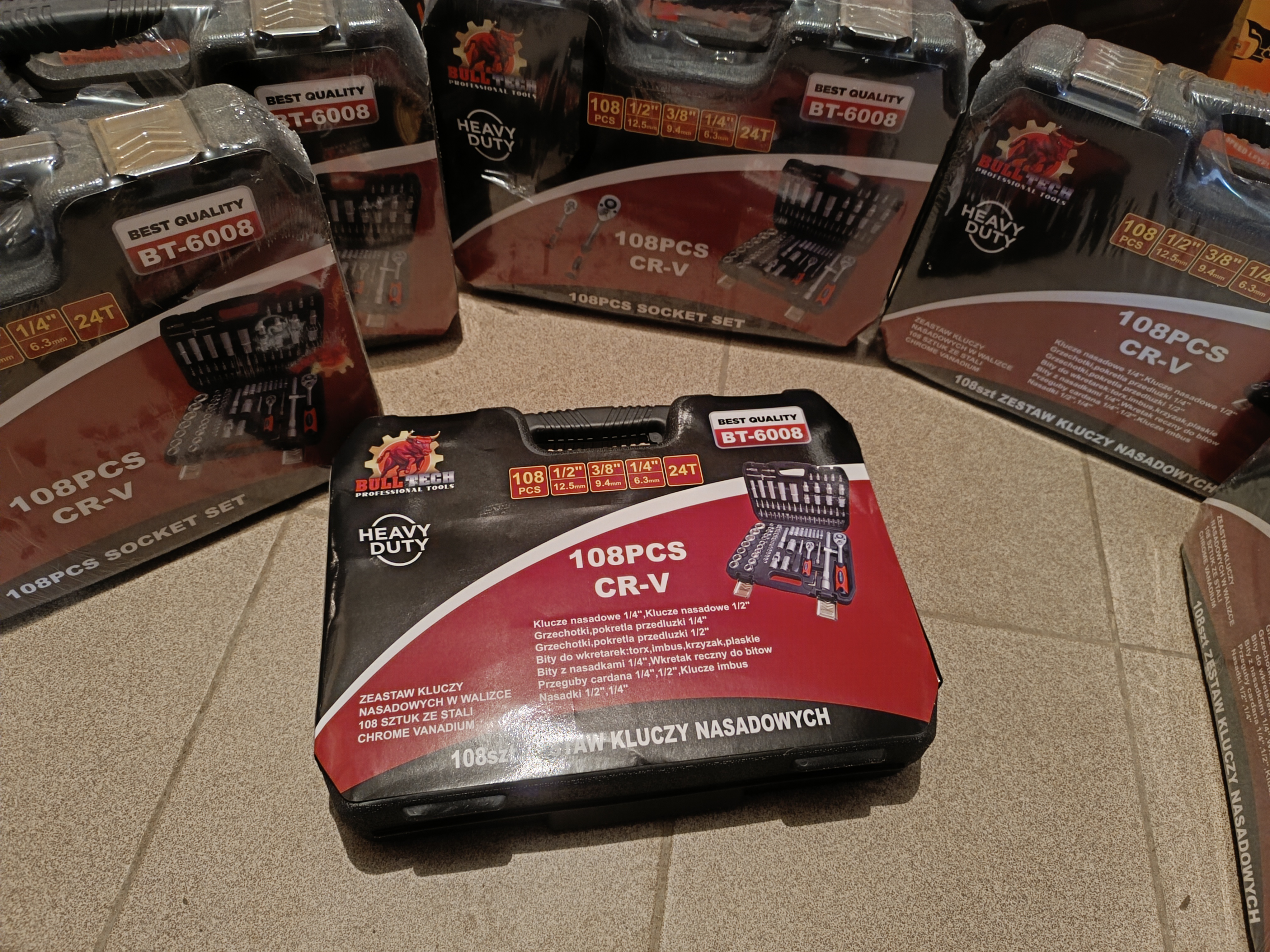 Galvučių ir įrankių rinkinys BULL TECH BT-6008 108 dalių