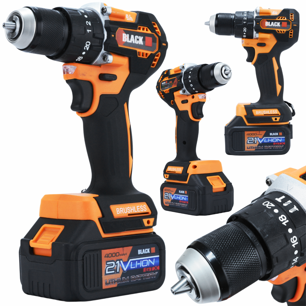 AKUMULIATORINIŲ IRANKIŲ KOMPLEKTAS 2in1 BLACK