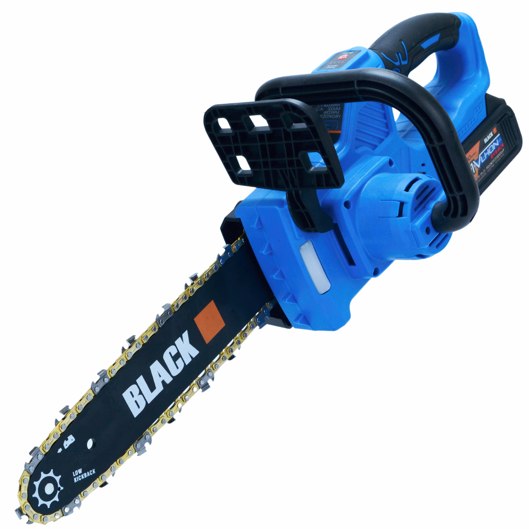 Akumuliatorinis grandinis pjūklas BLACK 21V 4AH, 30 cm