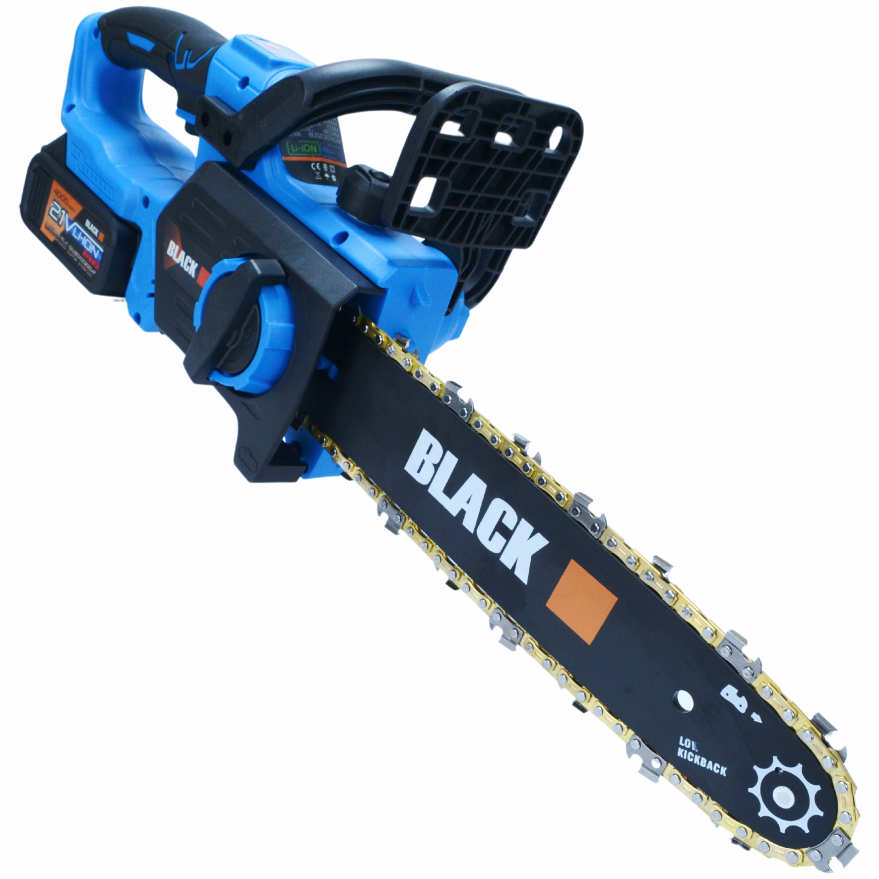 Akumuliatorinis grandinis pjūklas BLACK 21V 4AH, 30 cm