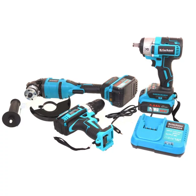 Akumuliatoriniu įrankių komplektas 3in1 Krischner 88V 6.0Ah