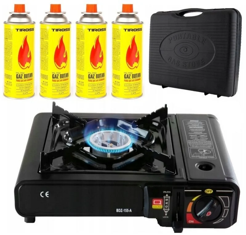 Turistinė dujinė viryklė + 4 dujų balionėliai