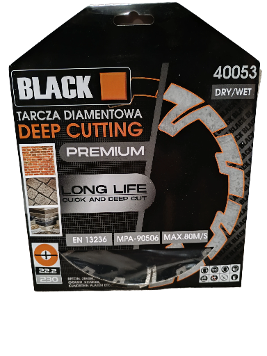 Deimantinis akmens ir betono pjovimo diskas BLACK 230mm