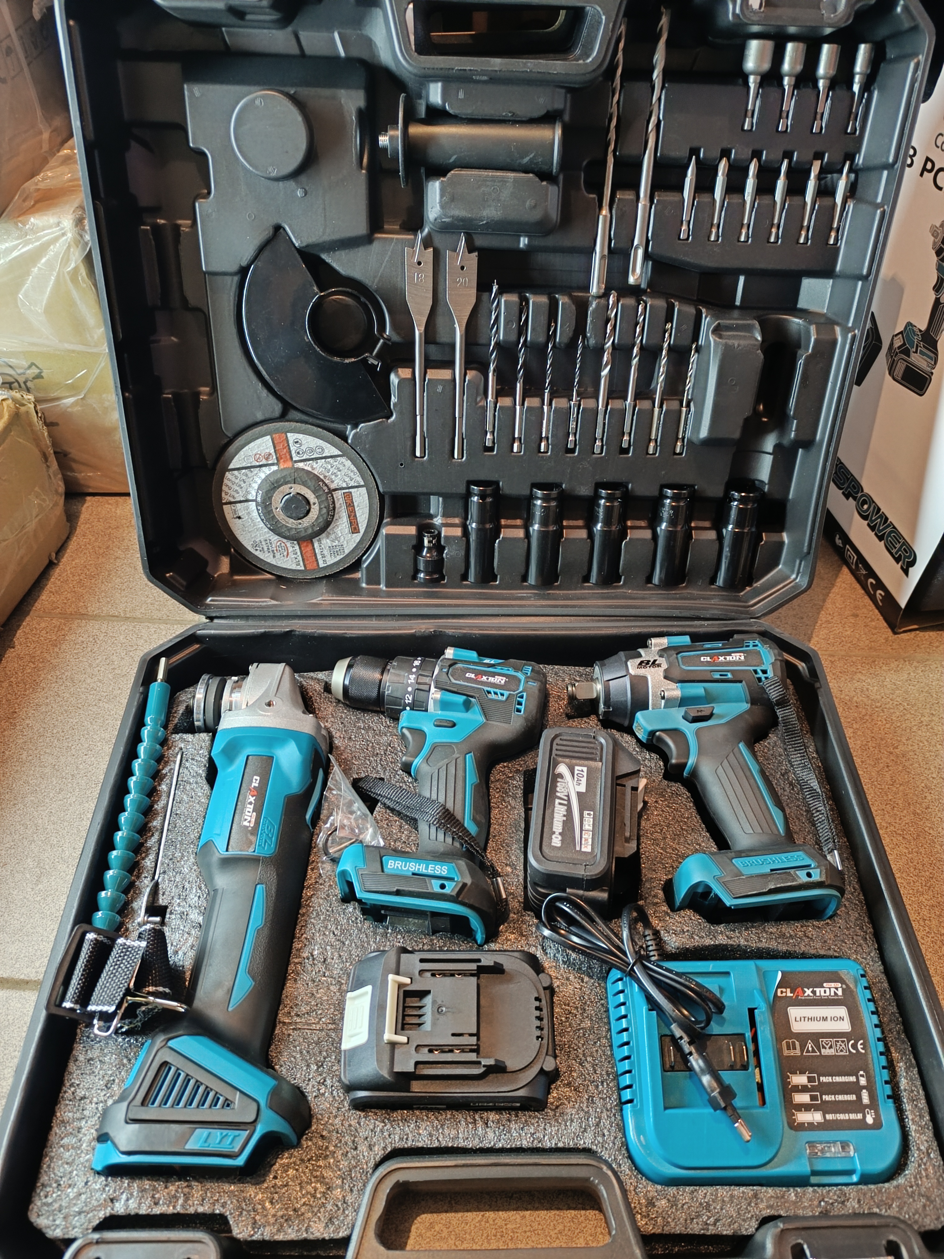 Akumuliatoriniu įrankių komplektas 3in1 GLAXTON 168V 10Ah