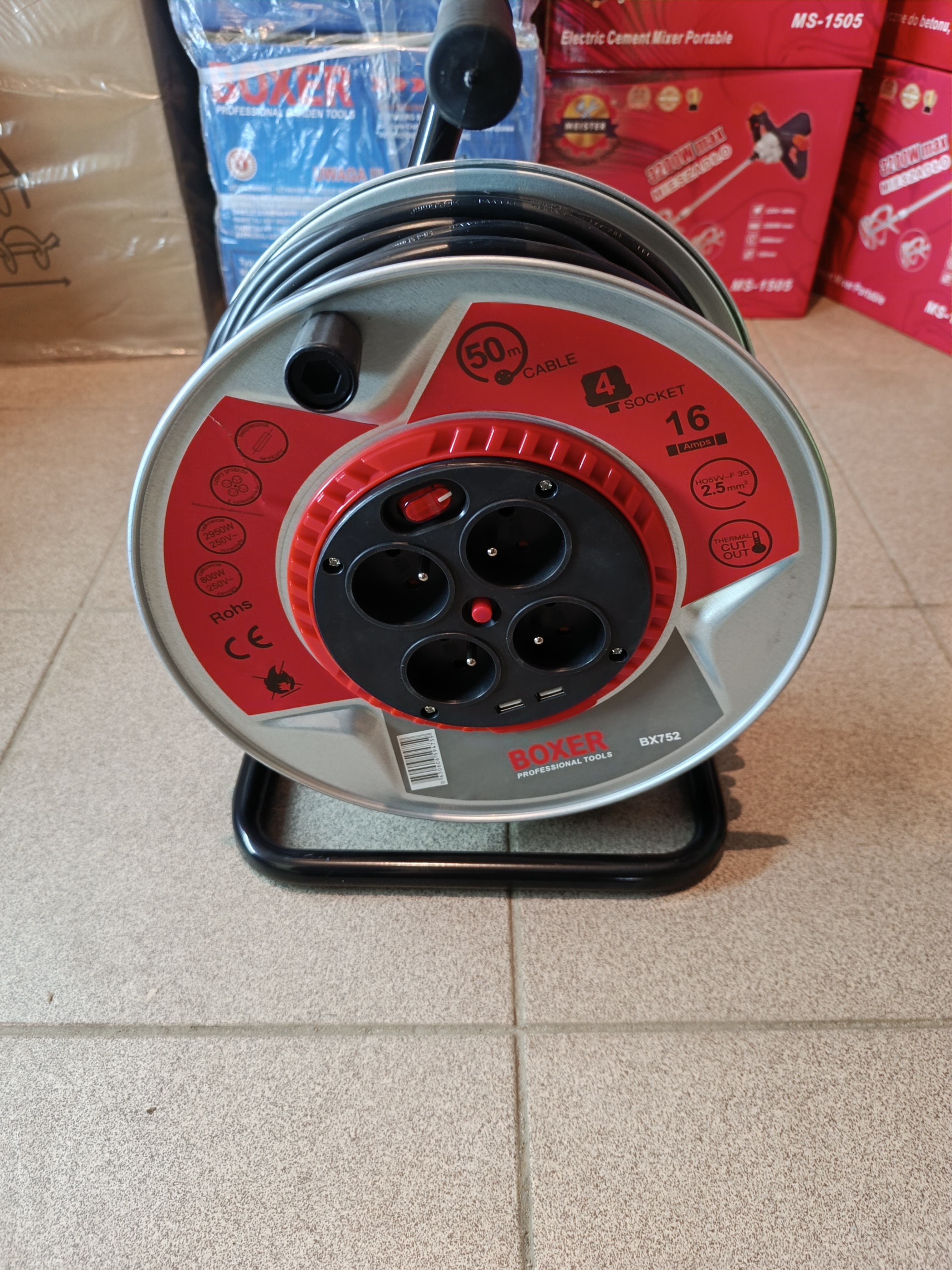 Prailgintuvas su rite 50m,USB 2.0A,5V  3Gx2.5mm², 2950w BOXER BX-752