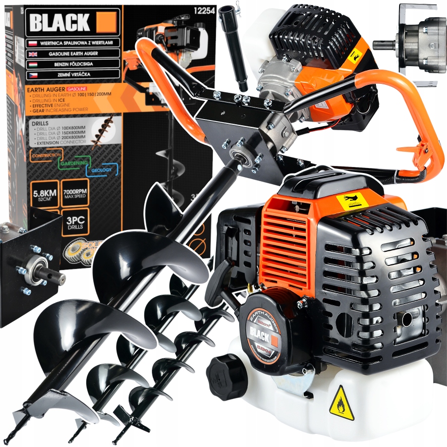 Benzininis žemės grąžtas BLACK-12254 100/150/200