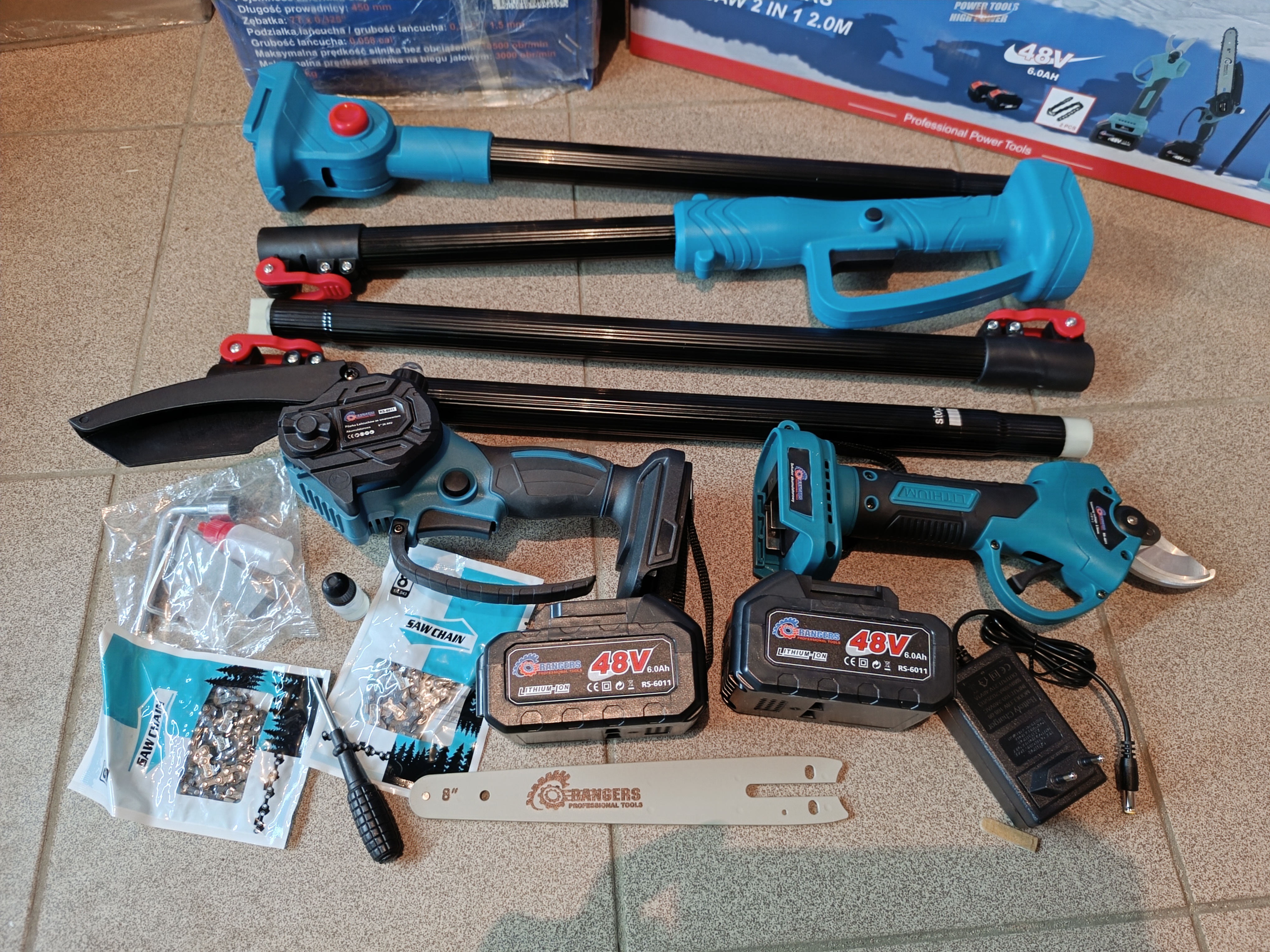 Teleskopinis Pjūklas + Sekatorius 48V 6.0Ah RANGERS RS-6011