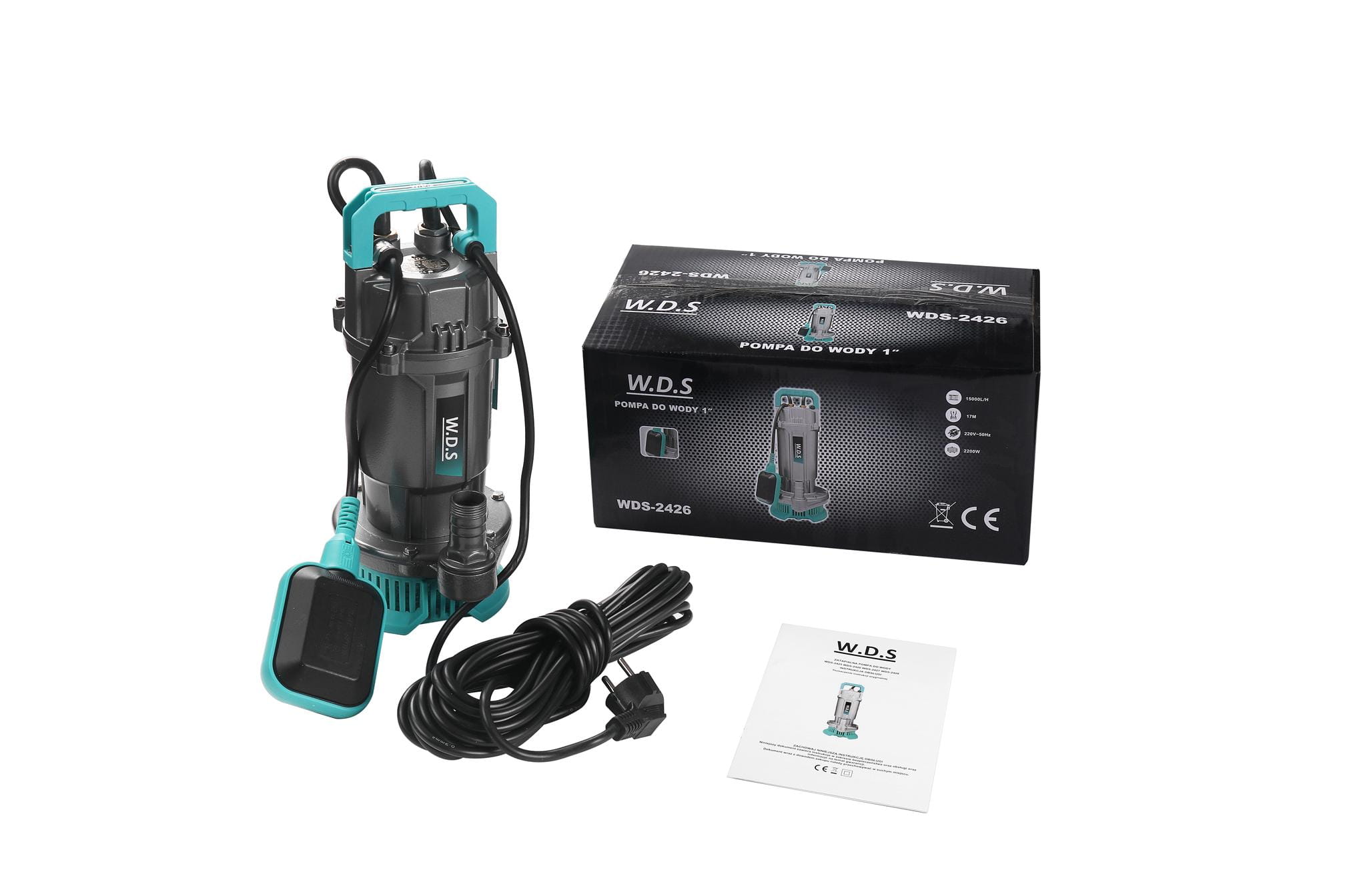 Vandens siurblys 2200W 1" 15000l/h + plūdė WDS2426