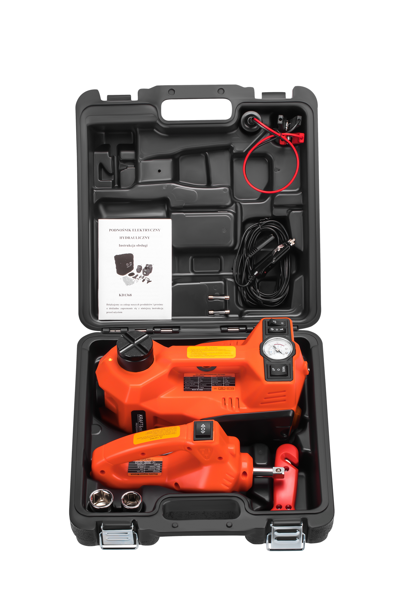 Automobilio domkratas, hidraulinis 12V 5T + ratų veržliaraktis KD1368