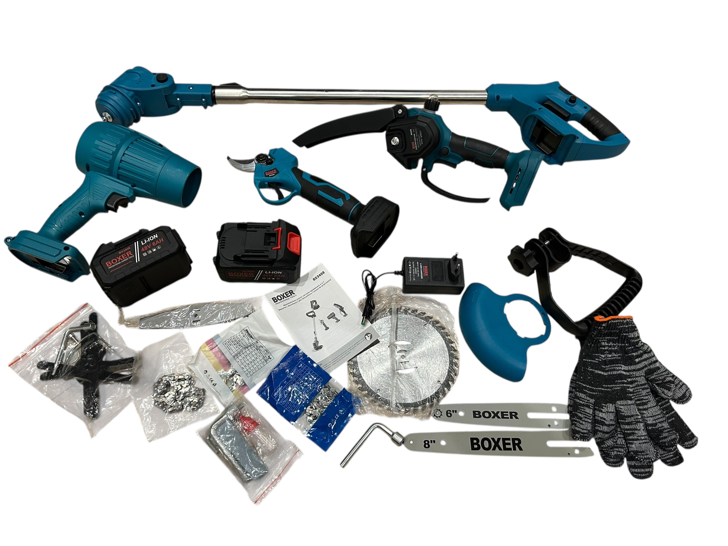 Akumuliatorinių įrankių rinkinys 48V 6.0Ah 4in1 BOXER BX-3408