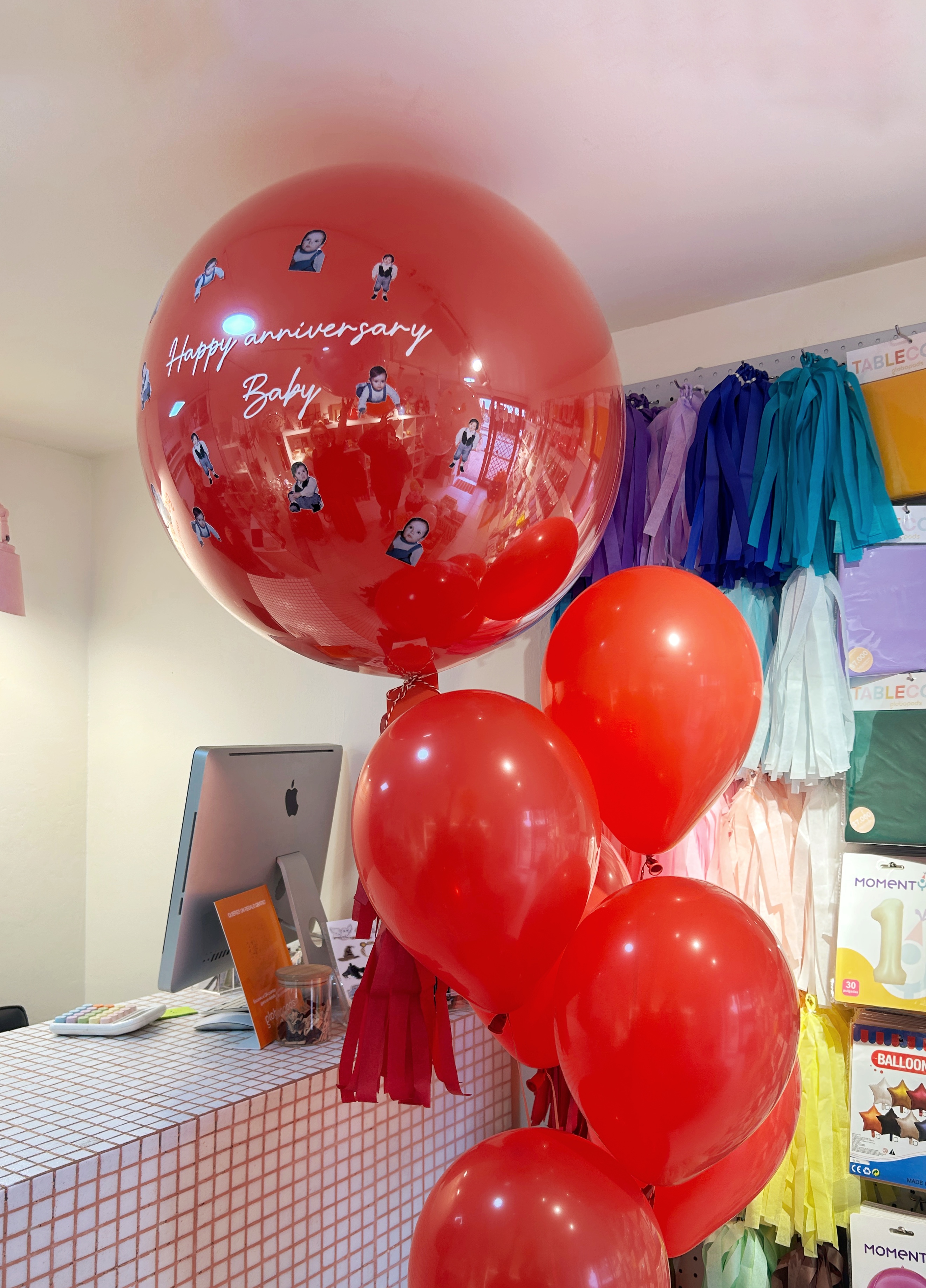 bouquet globo burbuja  'Feliz aniversario'