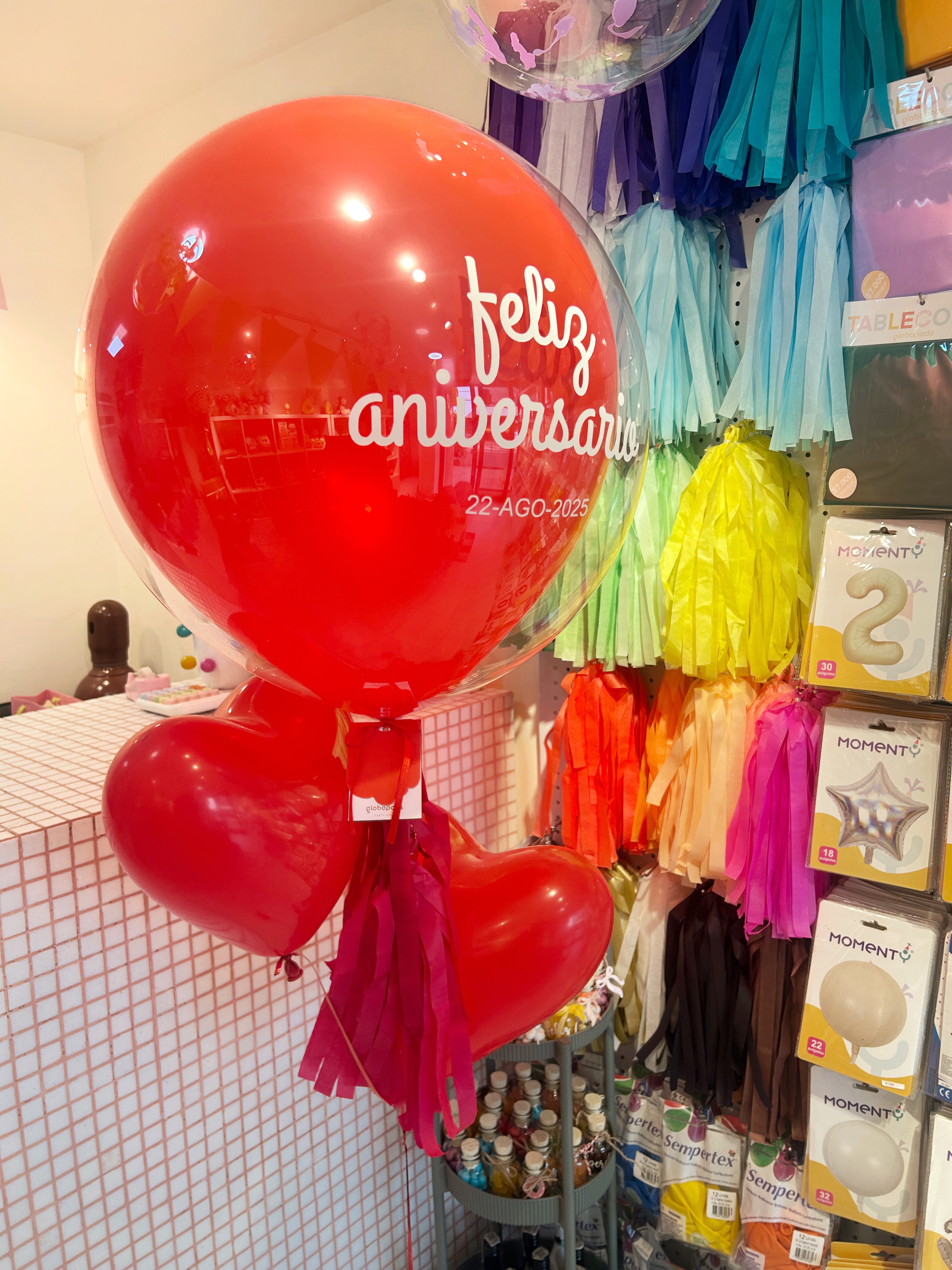 Globo burbuja helio  'Feliz aniversario'