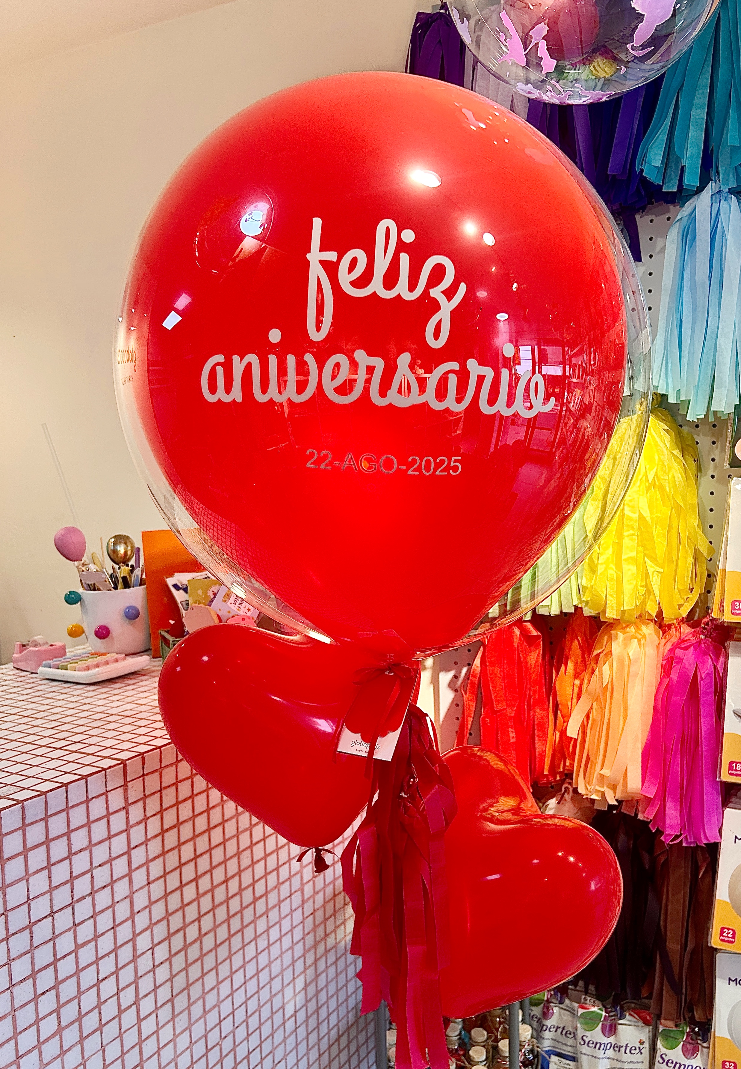 Globo burbuja helio  'Feliz aniversario'