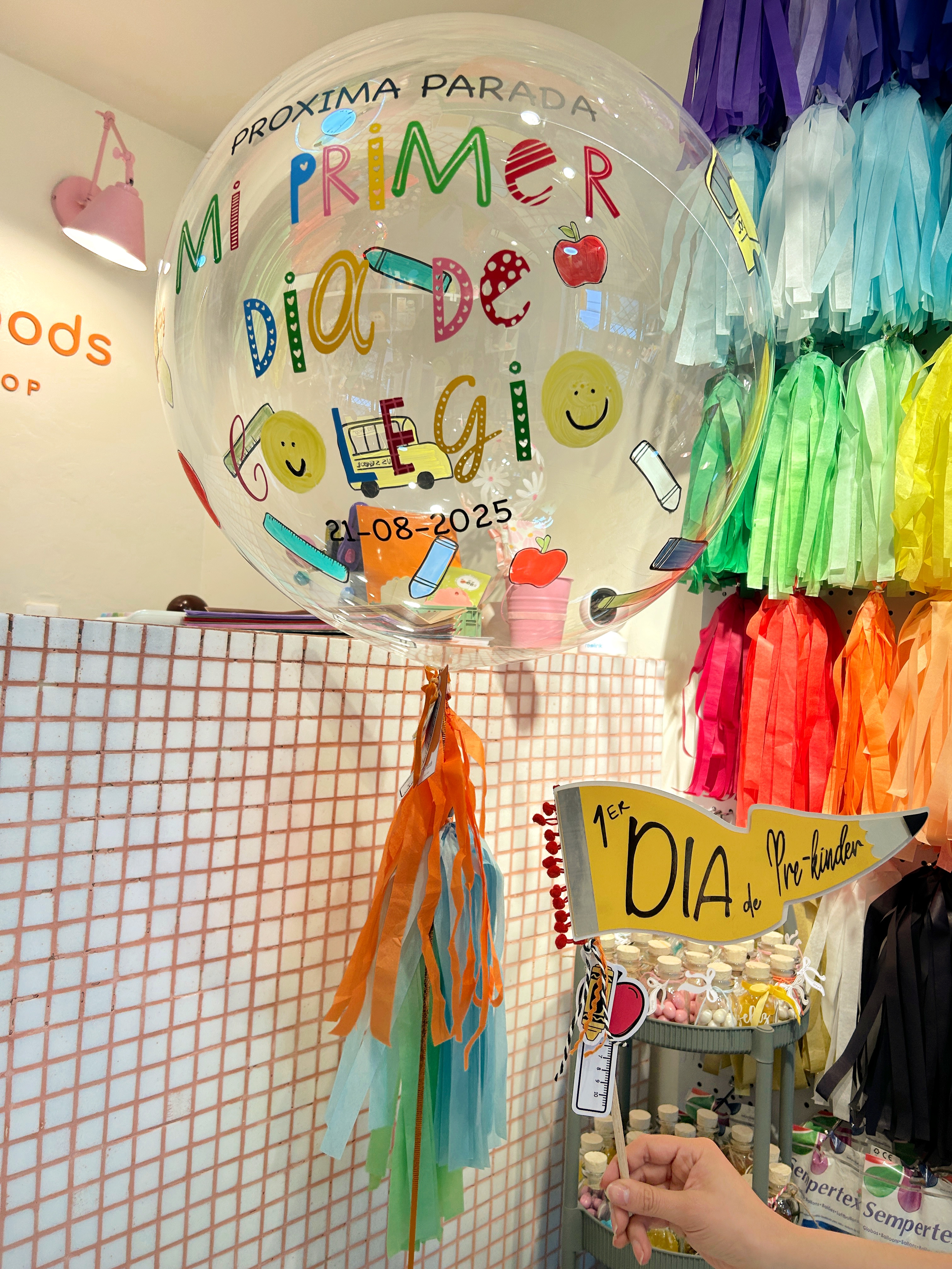 Globo burbuja en helio con banderín