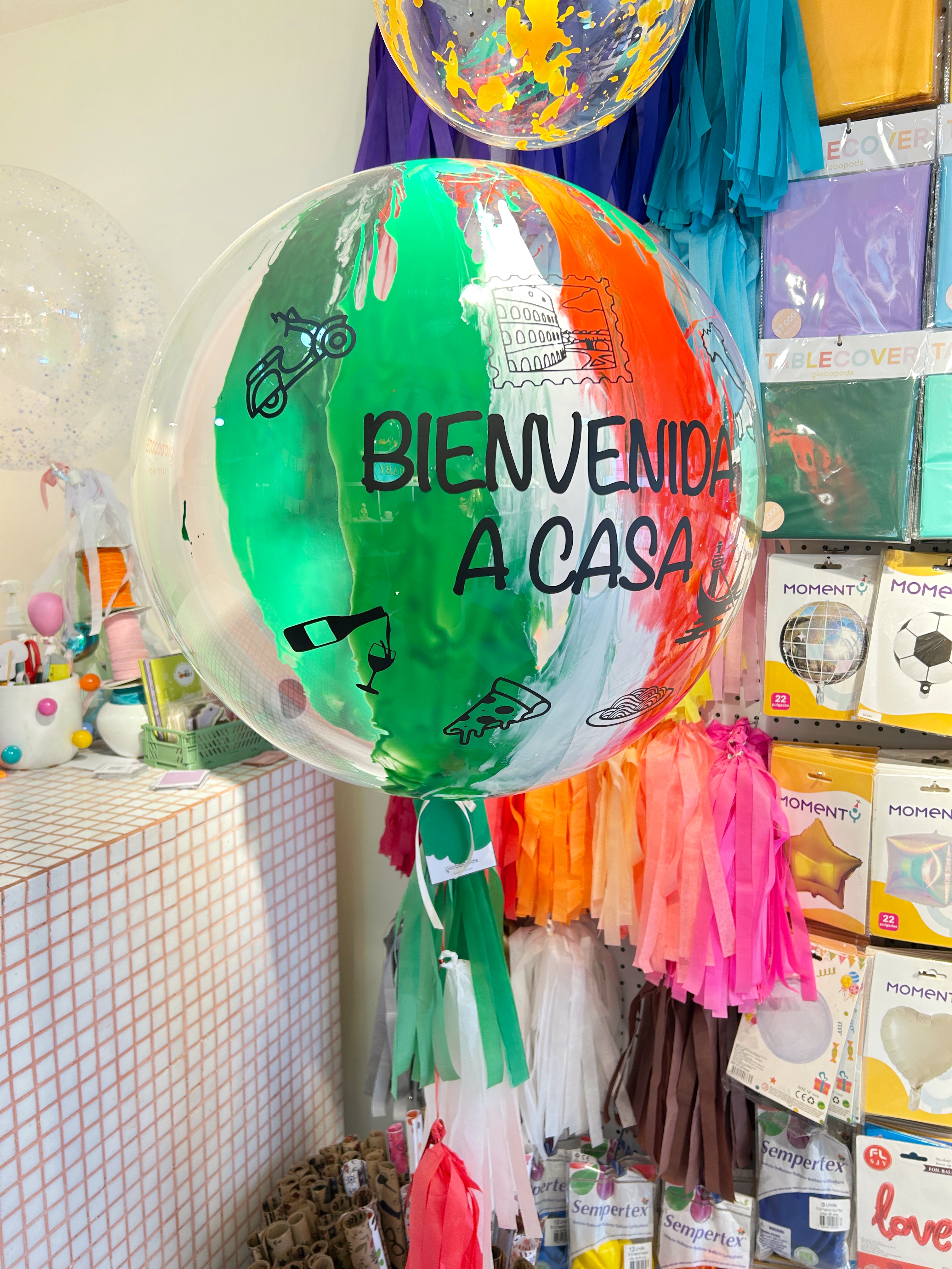 Globo burbuja helio bienvenida