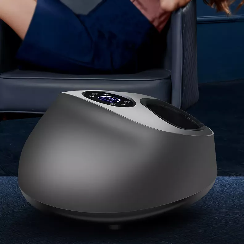 6D Air-Wrapped Professional Heated Foot Massager with Pedicure Function - Black