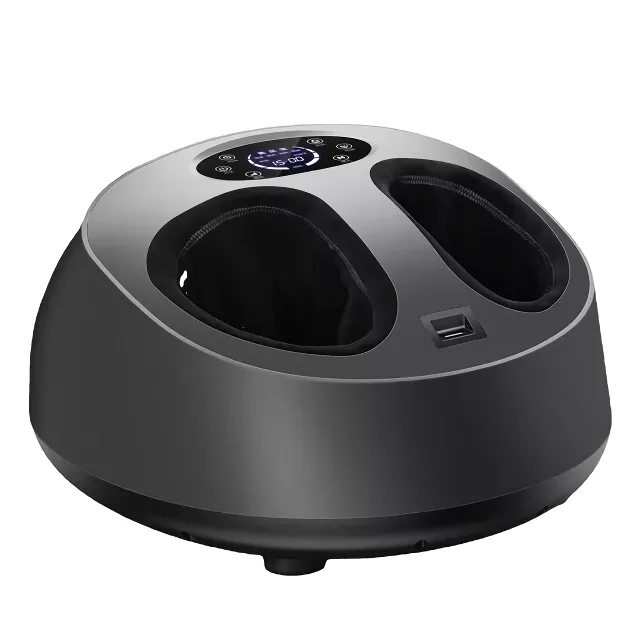 6D Air-Wrapped Professional Heated Foot Massager with Pedicure Function - Black