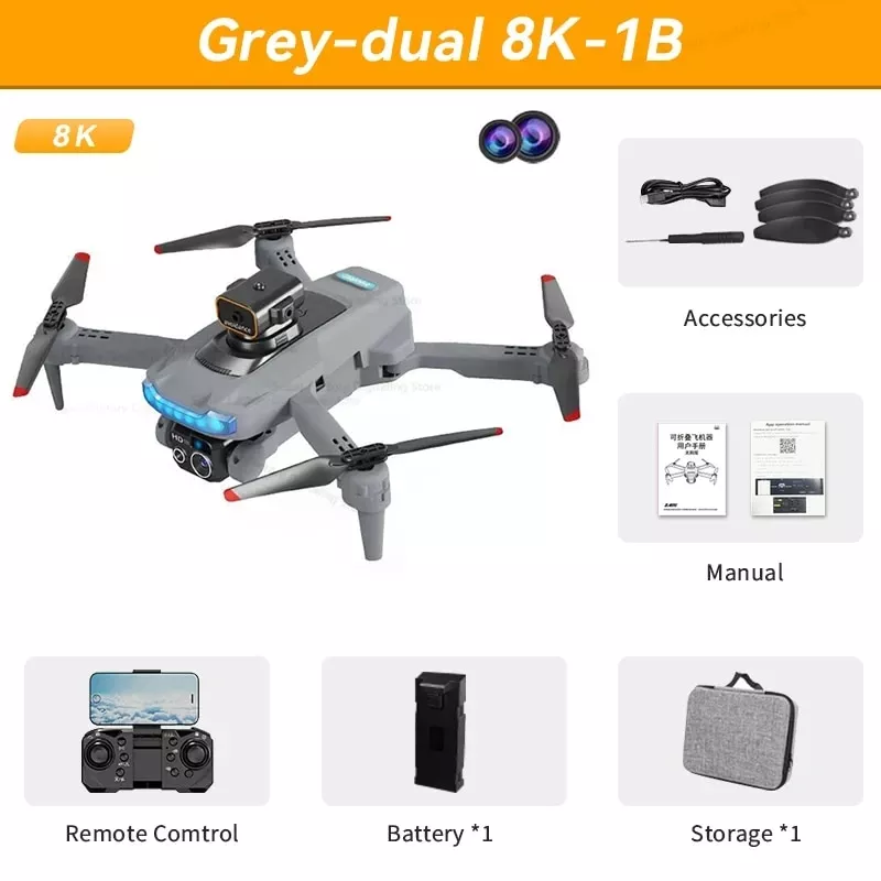 GPS Drone Grey Dual 8K (1 Battery)
