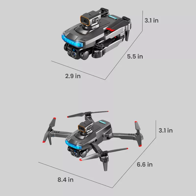 Drone Grey Dual Cam 8K (3 Batteries) - Obstacle Avoidance