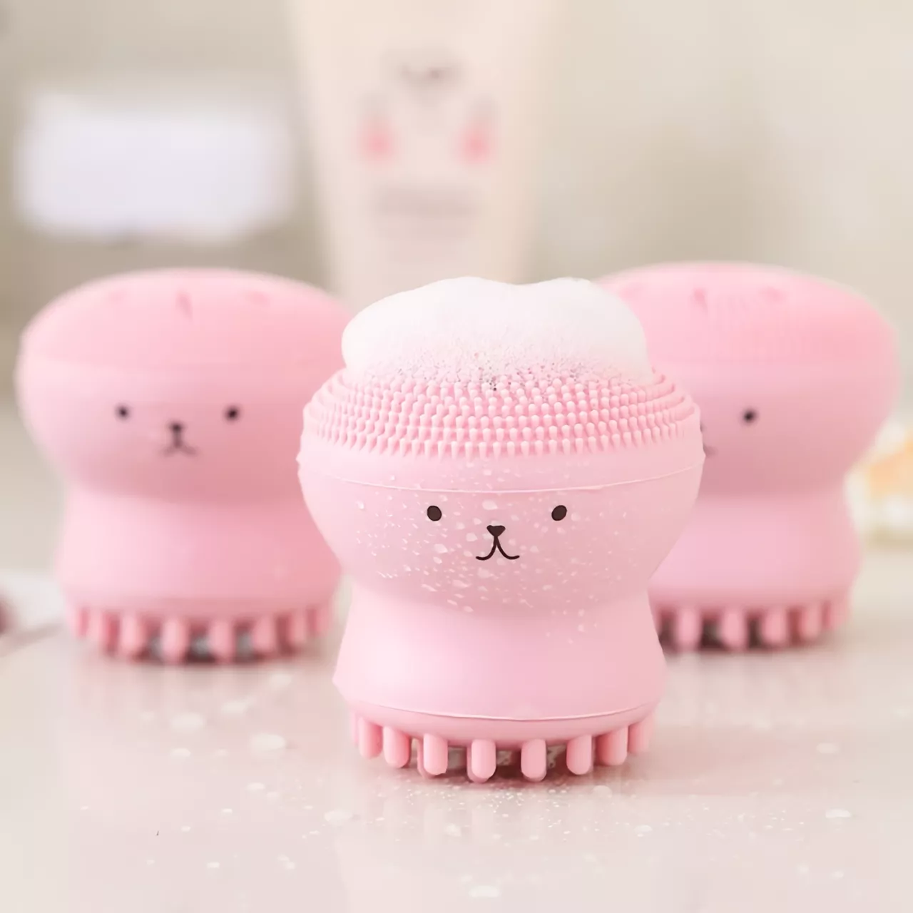 Cute Pink Facial Cleansing Brush