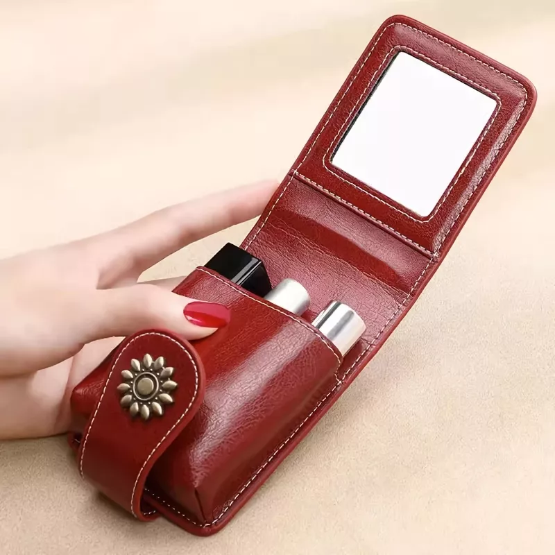 Red Leather Lipstick Case