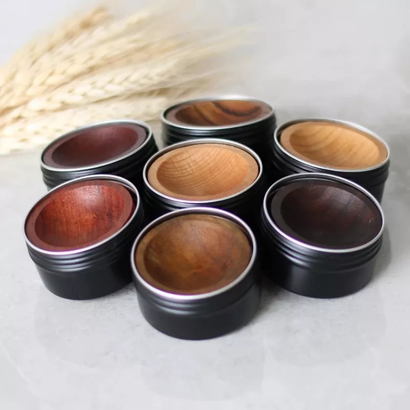 Wooden Inlay Tin Containers