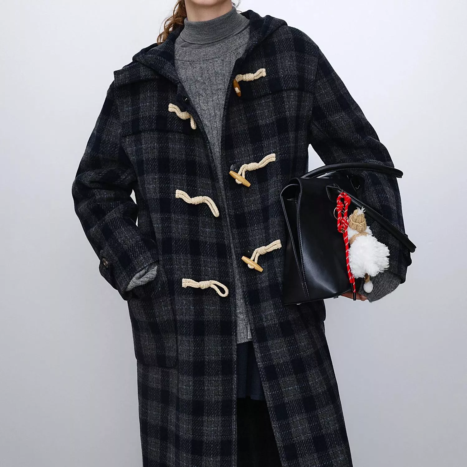 Women's Plaid Duffle Coat