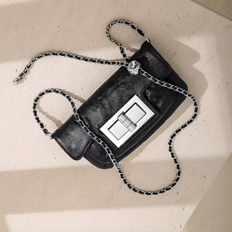 Black Leather Clutch Bag