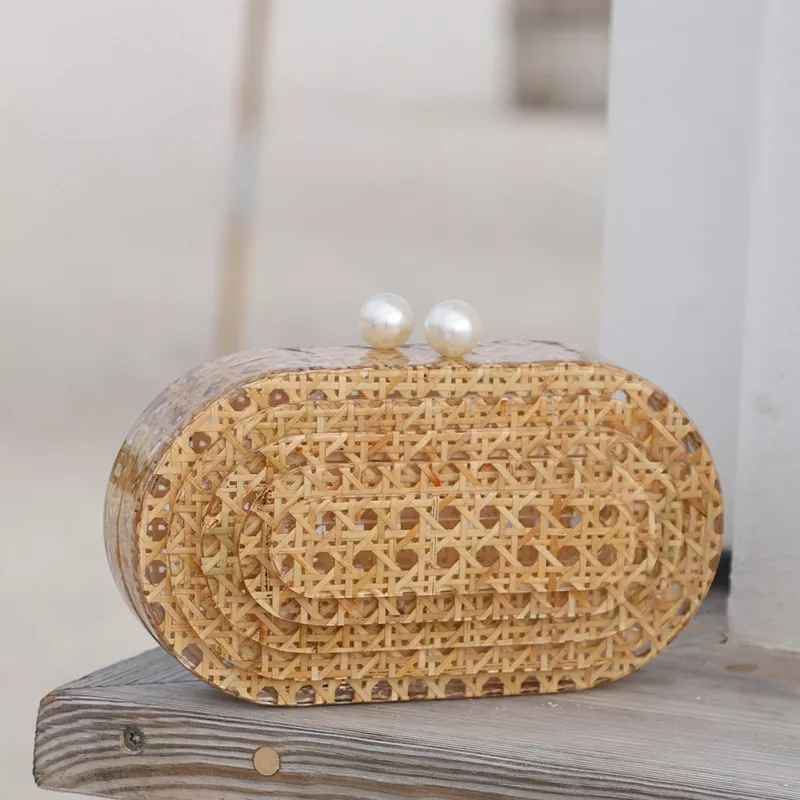 Woven Rattan Clutch