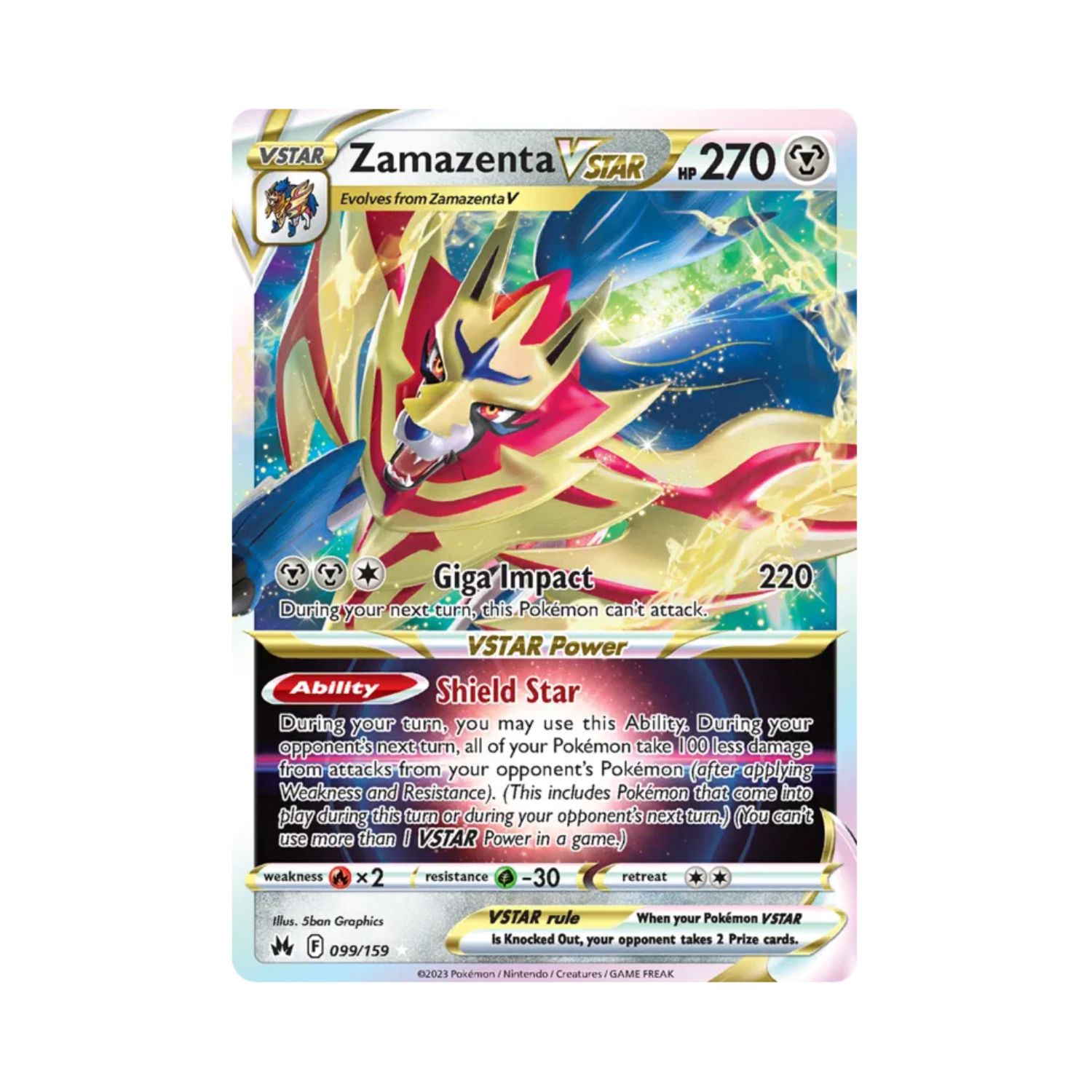 Carta De Zamazenta VSTAR 99/159 Crown Zenith ING