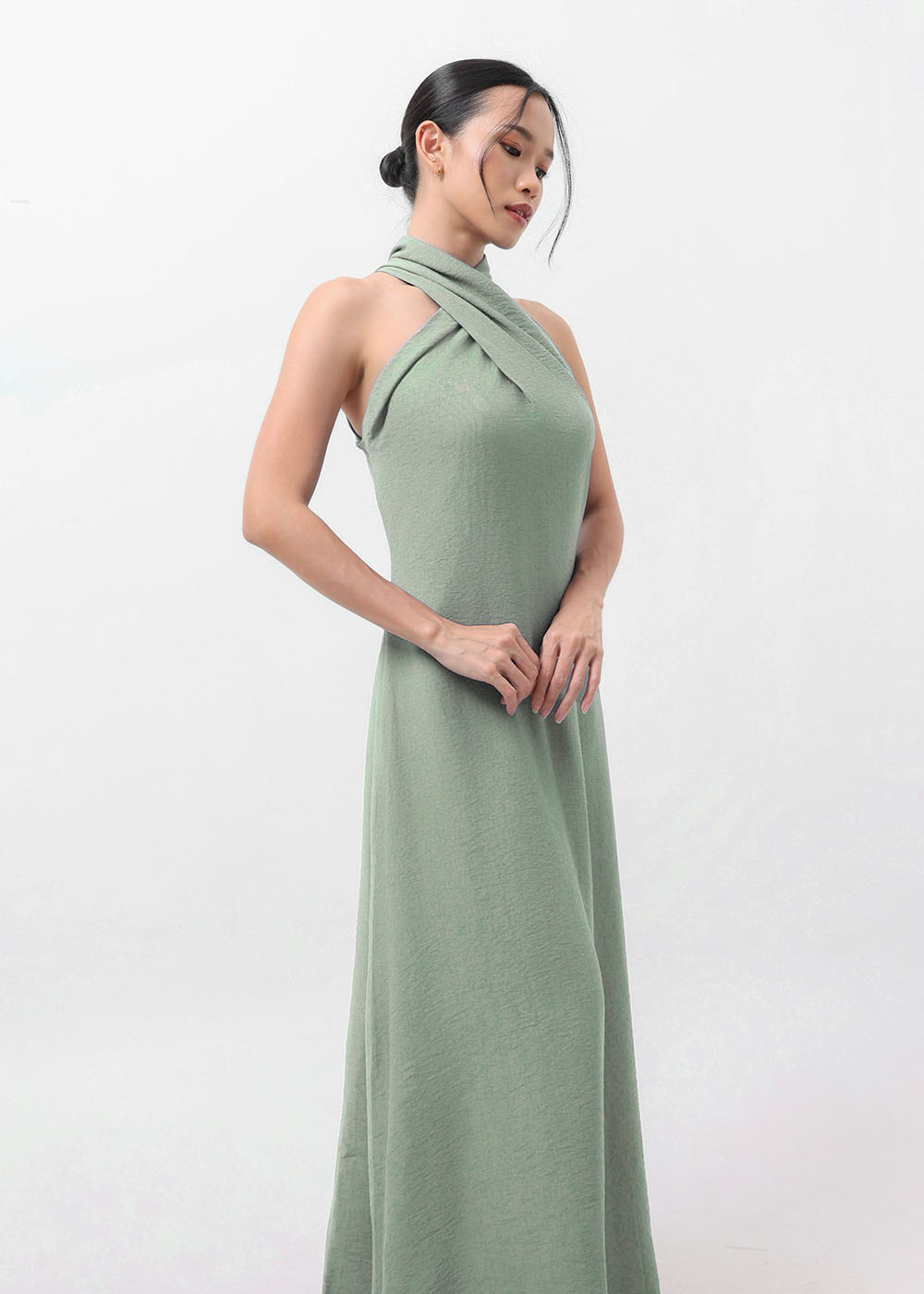 Halter Textured Linen Dress