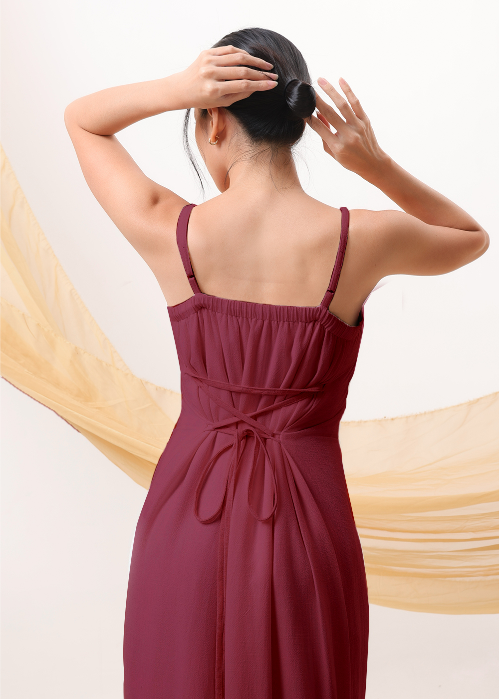 Adjustable Linen Dress with Scarf