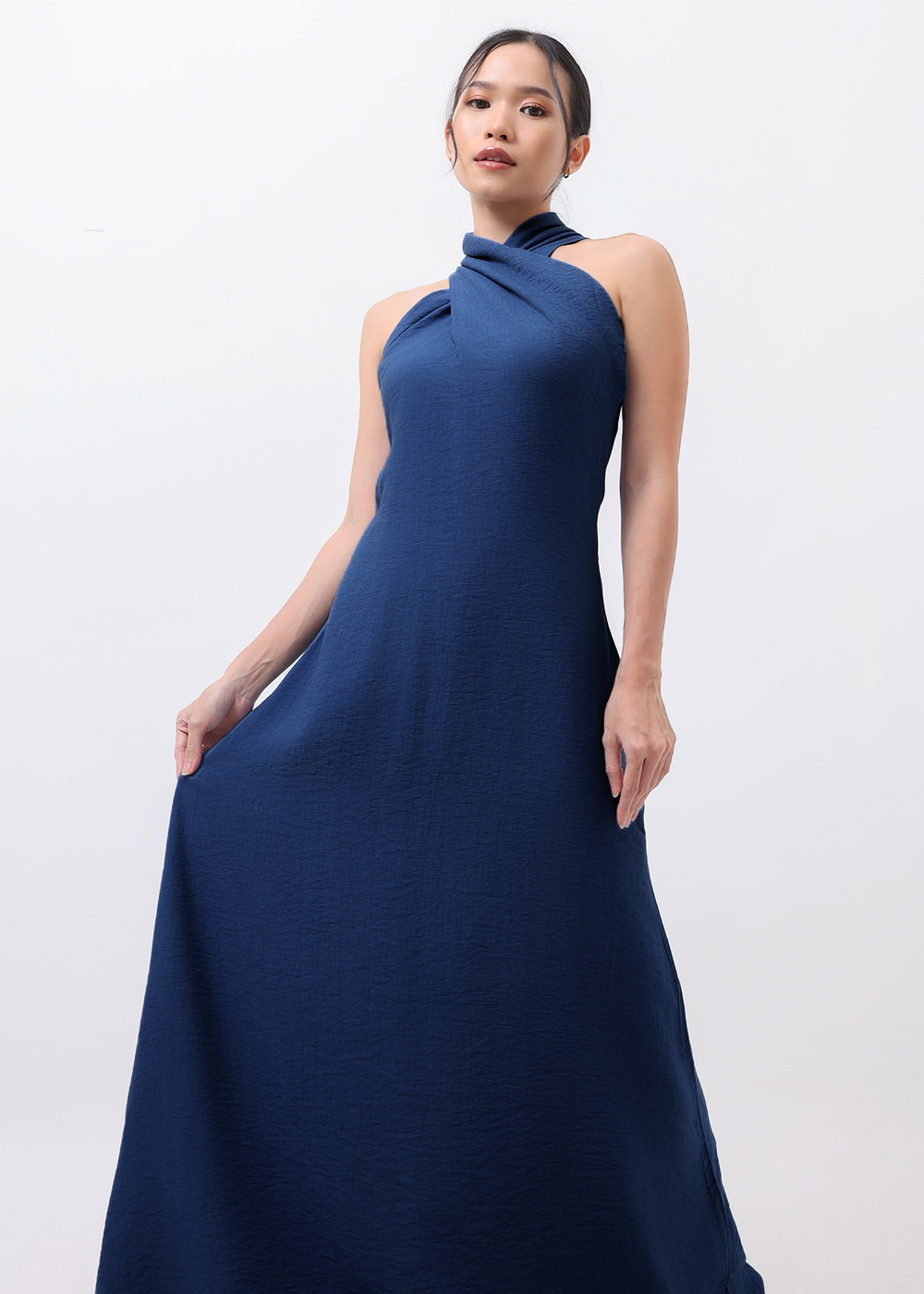 Halter Textured Linen Dress