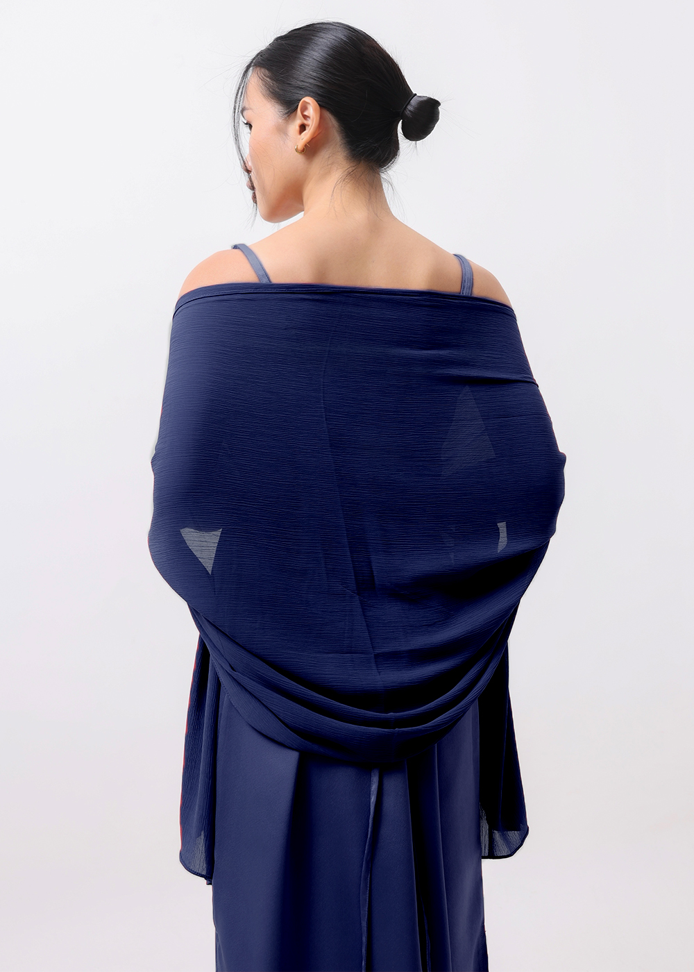 Adjustable Satin Dress with Scarf