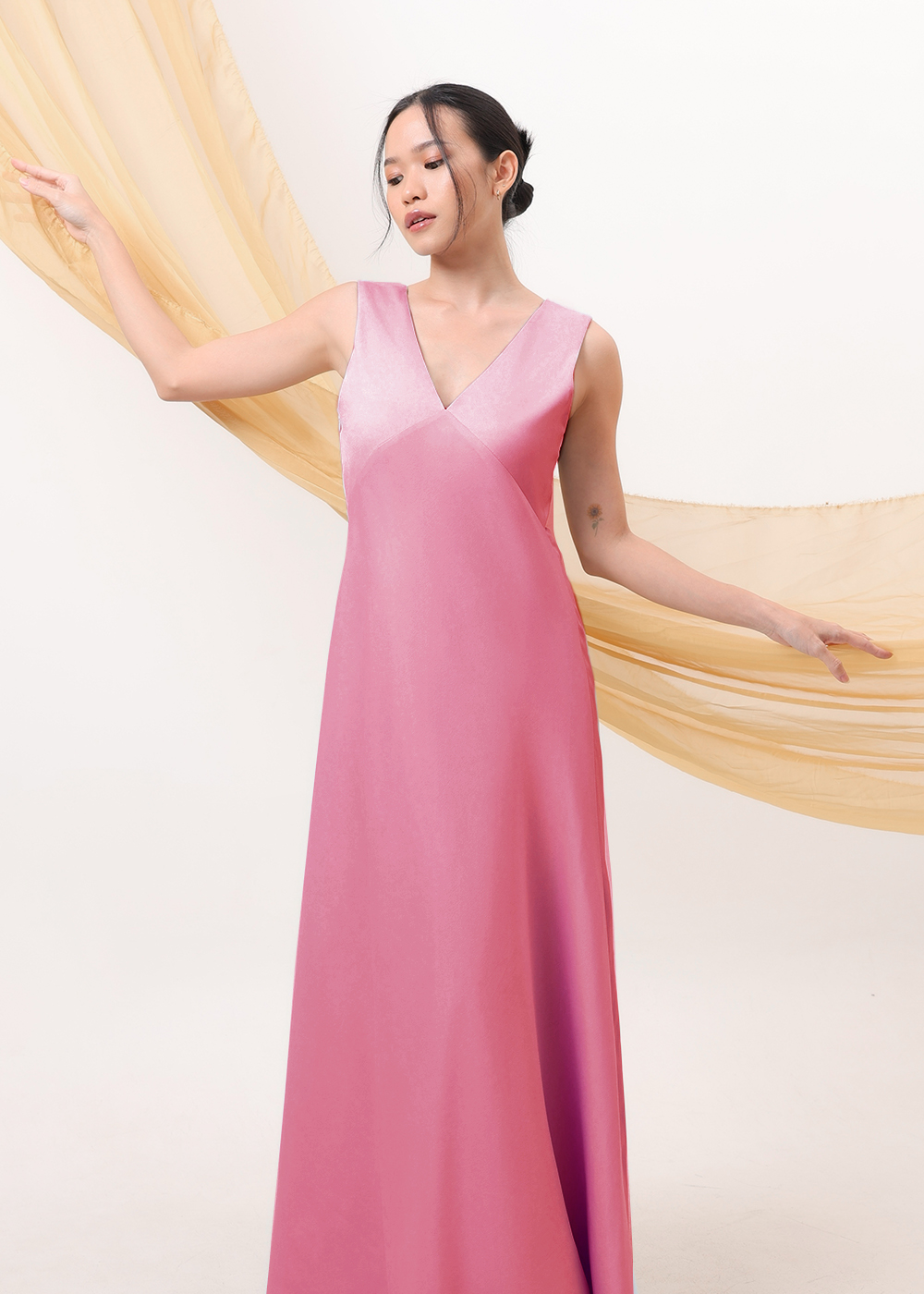 V-neck Satin Dress