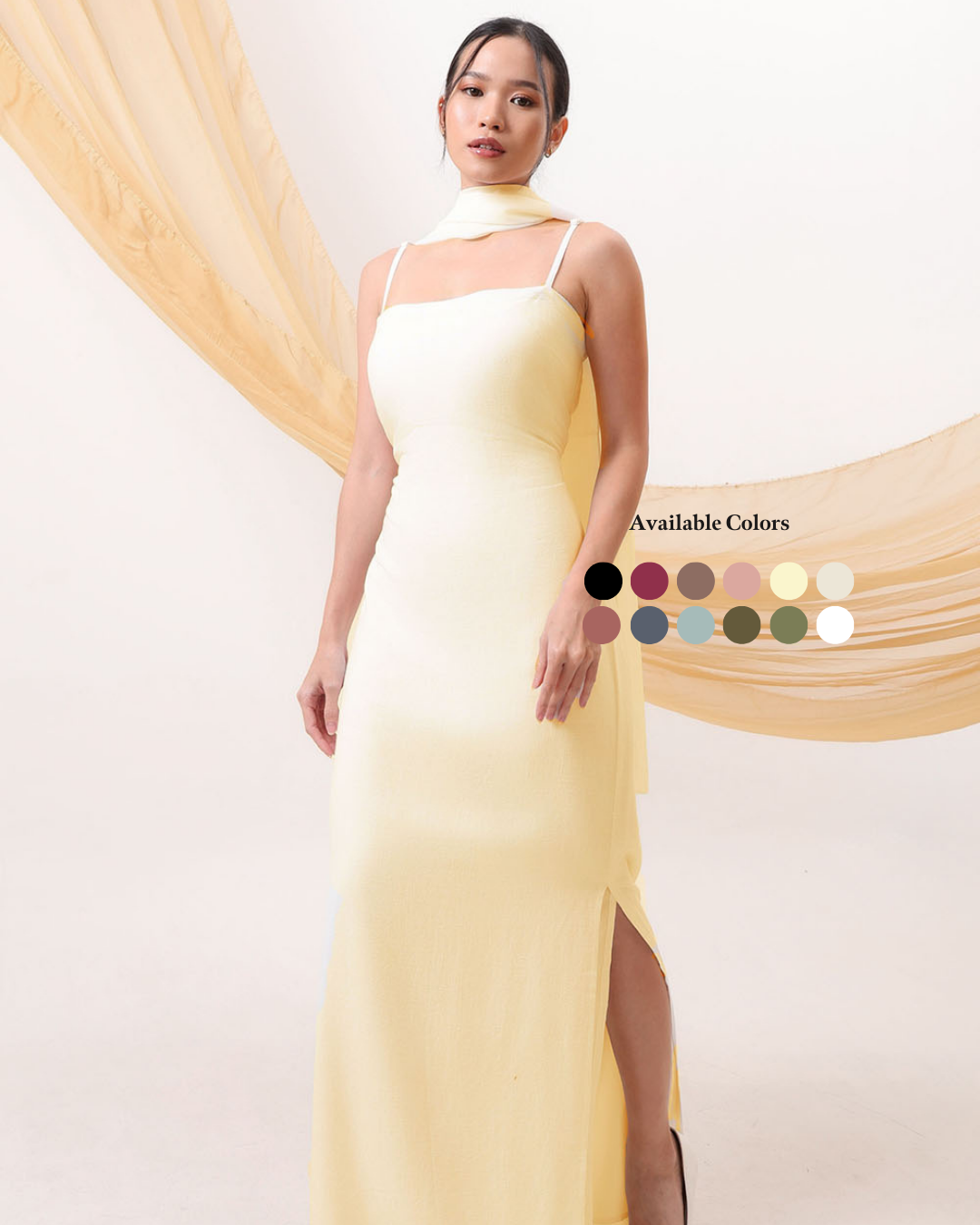 Adjustable Linen Dress with Scarf