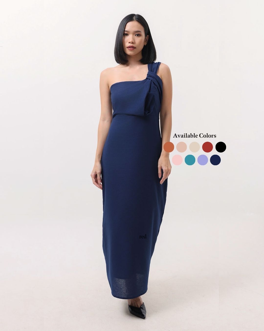 One-Shoulder Knotted Cotton Dress